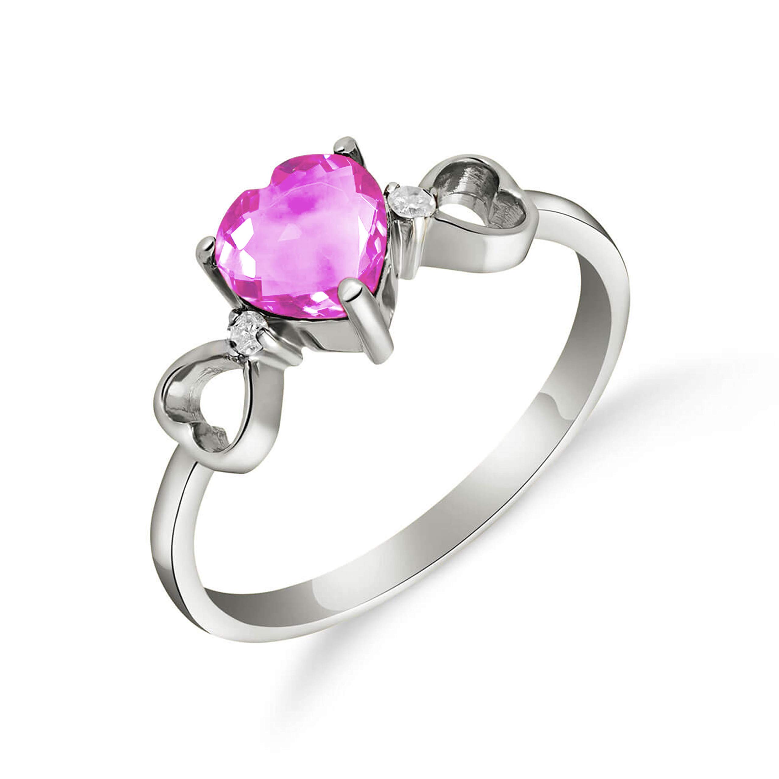 14K White Gold Heart-Shaped Pink Topaz & Diamond Ring for Women | Elegant Valentine's Day, Anniversary & Engagement Gift | GG Galaxy Gold Jewelry Collection
