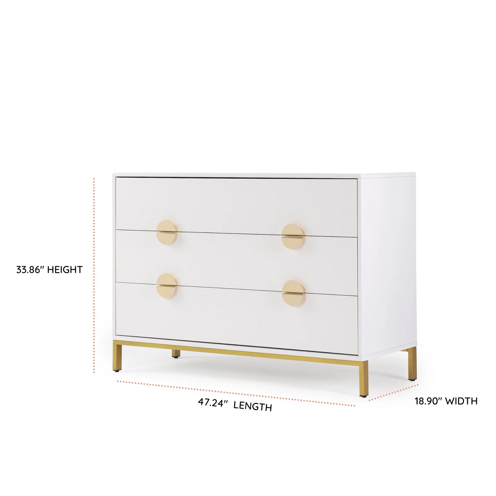 Chicago 3 Drawer Dresser - Solid Wood Bedroom Chest of Drawers for Storage | Perfect for Home, Office & Dorm Organization