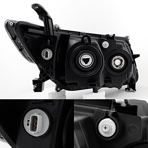 AKKON Black Housing Halogen Headlights Assembly Set Pair for 2011-2017 Honda Odyssey - Left & Right Side Replacement Headlamps for Improved Night Driving Safety