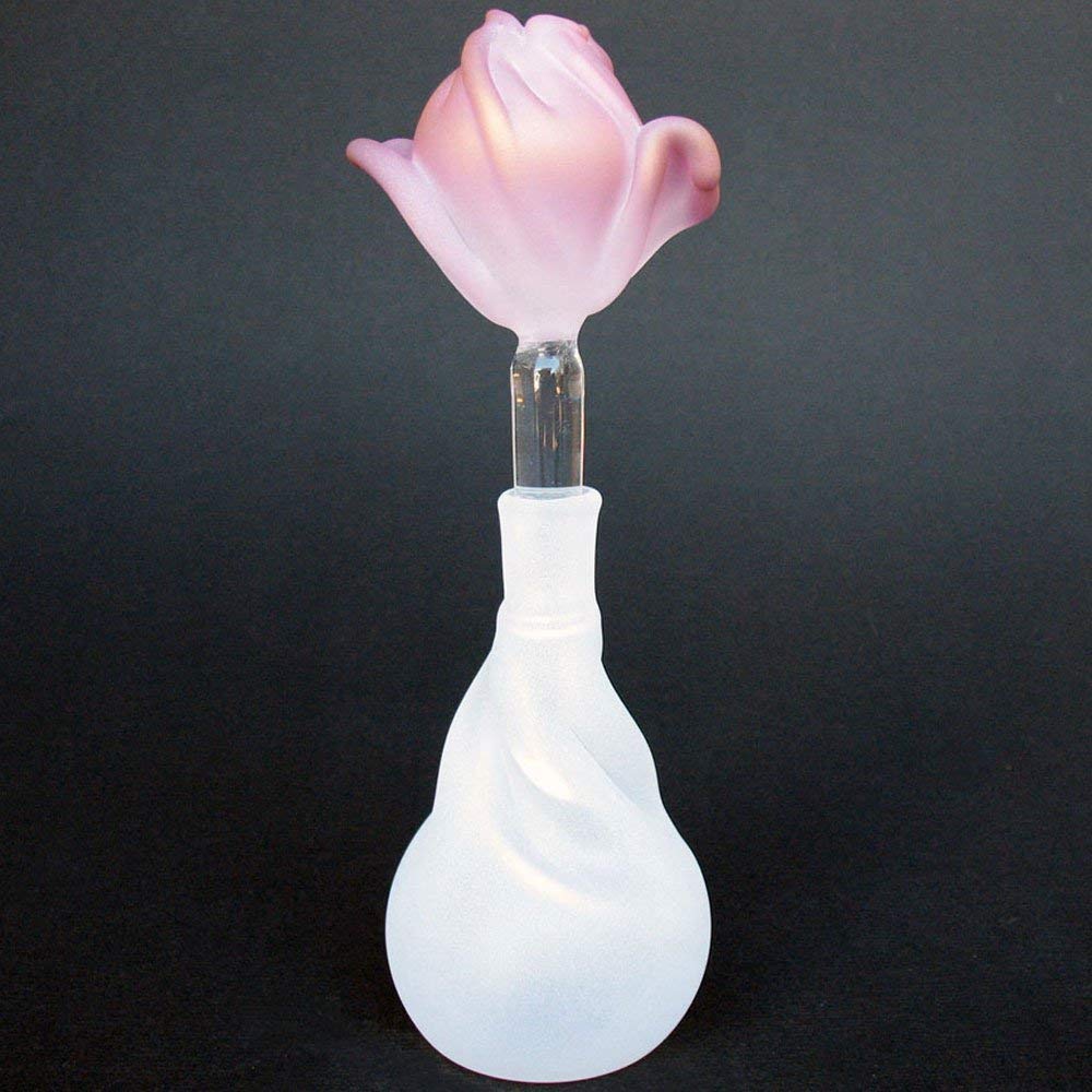 Hand Blown Glass Rose Perfume Bottle - Elegant Floral Fragrance Dispenser for Home Decor, Wedding Centerpieces & Luxury Gift Giving