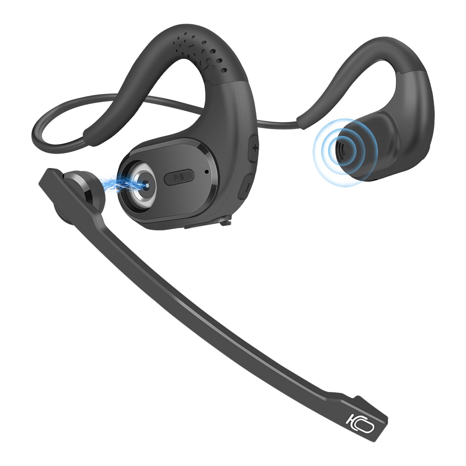 BANIGIPA Bluetooth Headset with Detachable Mic - Wireless Noise Cancelling Headphones for Phone, Laptop, PC - Open Ear Design for Office Meetings, Running, Cycling, Driving & Work - 12 Hour Battery Life - Perfect for Remote Work, Gym, Travel & Online Classes