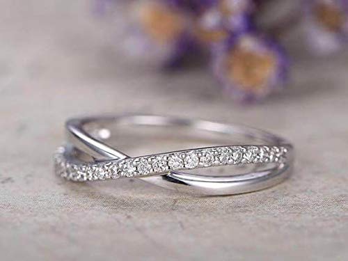 18K Gold Plated Half Eternity Diamond Wedding Band for Women - Stackable Curved Engagement Ring | Perfect for Bridal Sets, Anniversary Gifts & Everyday Elegance