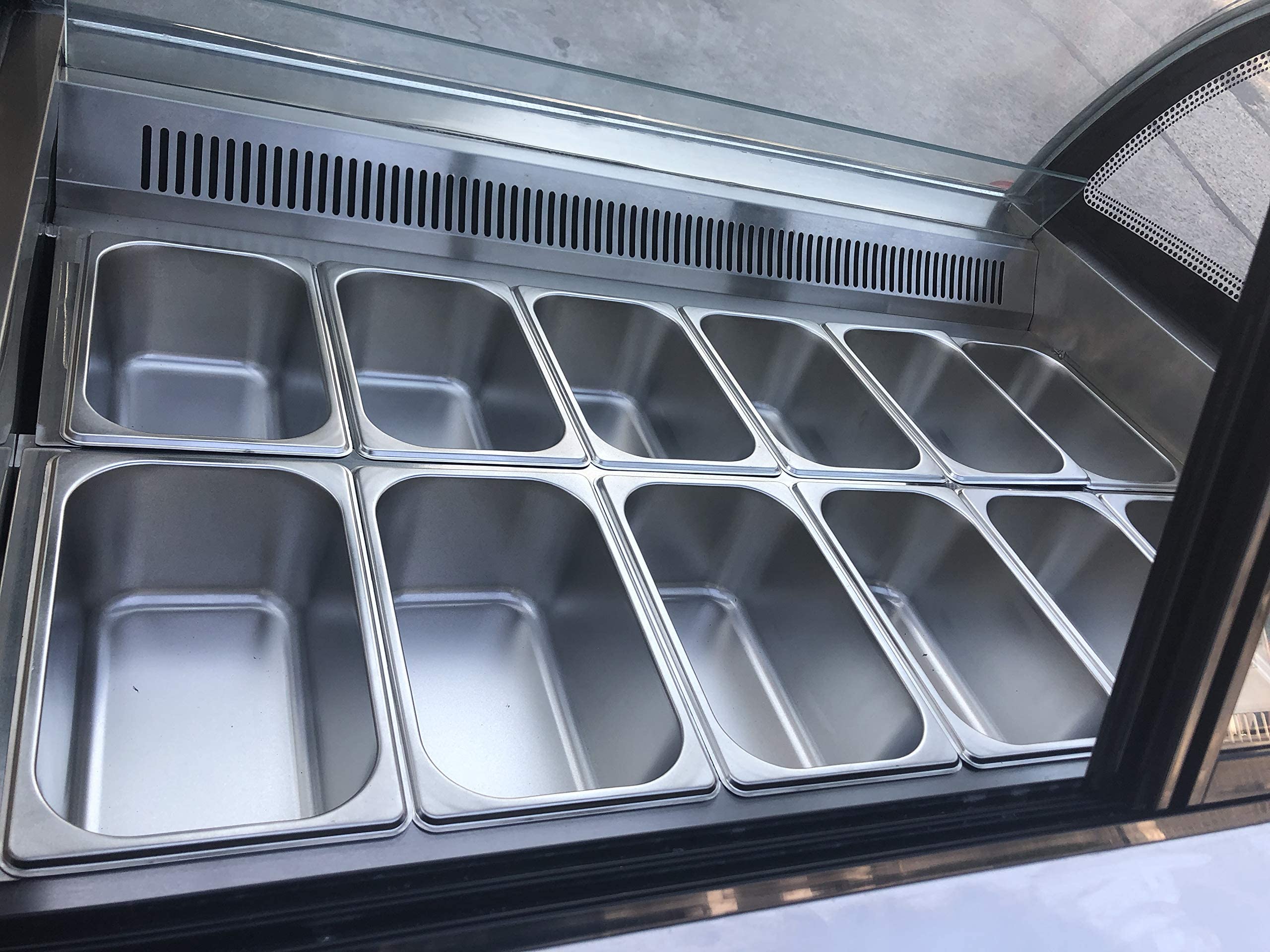 Kolice 18-Pan Commercial Gelato Display Freezer with Auto Defrost - Anti-Fog Glass, LED Lighting & Air Convection Cooling - Perfect for Ice Cream Shops, Bakeries, Cafes and Dessert Stores
