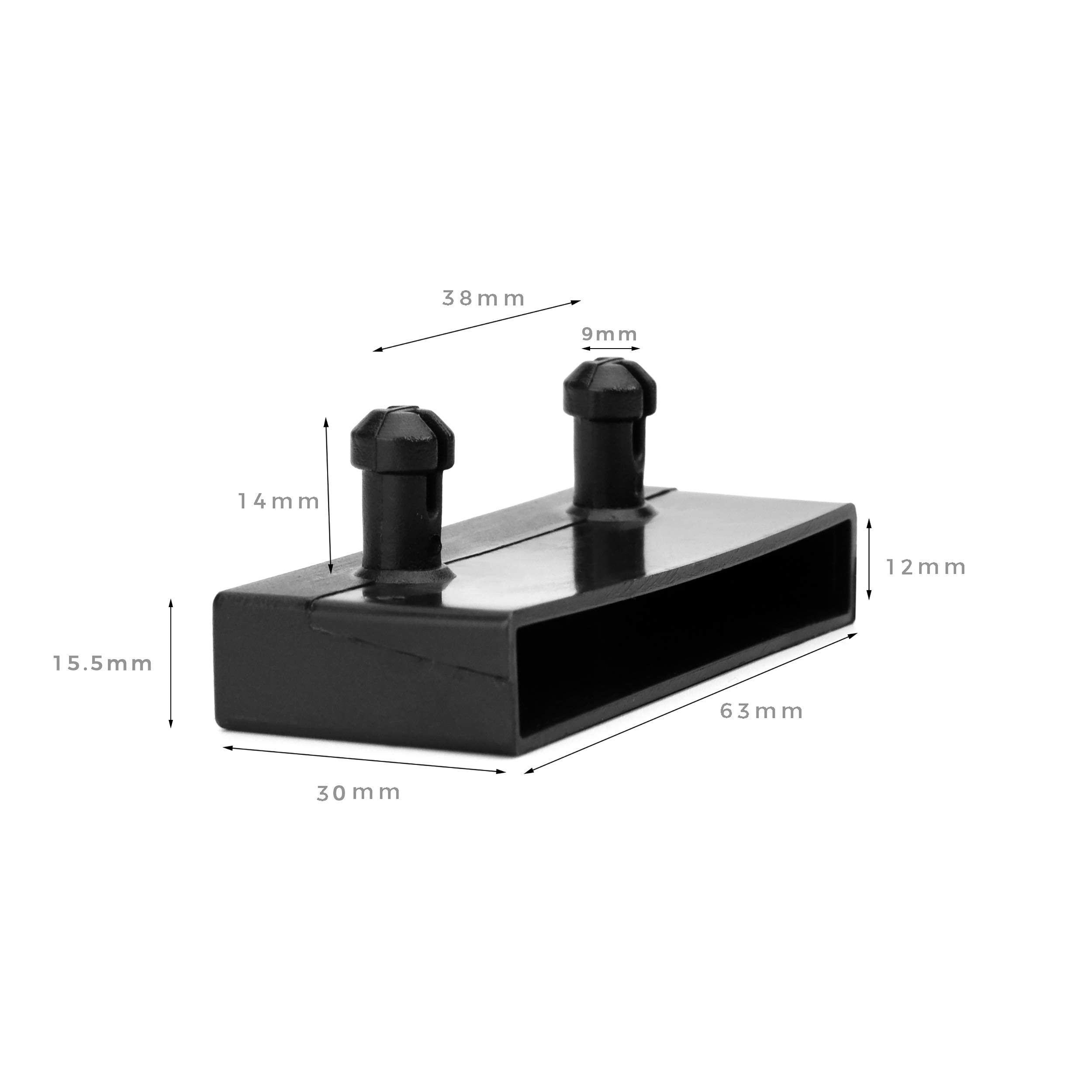 63mm x 12mm Metal Bed Frame Side Slat Holder Caps - 2 Prong Design (Pack of 10) - Perfect for Bed Frame Repair and Reinforcement in Home Furniture Assembly