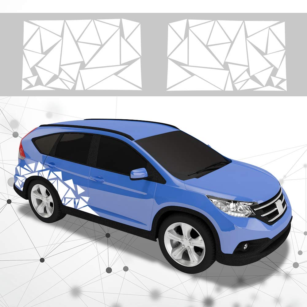 2 Pack White Triangle Vinyl Car Decals - DIY Auto Body Stickers for Cars, Trucks & SUVs - Waterproof Decorative Graphics for Windows, Bumpers & Rear Windshields