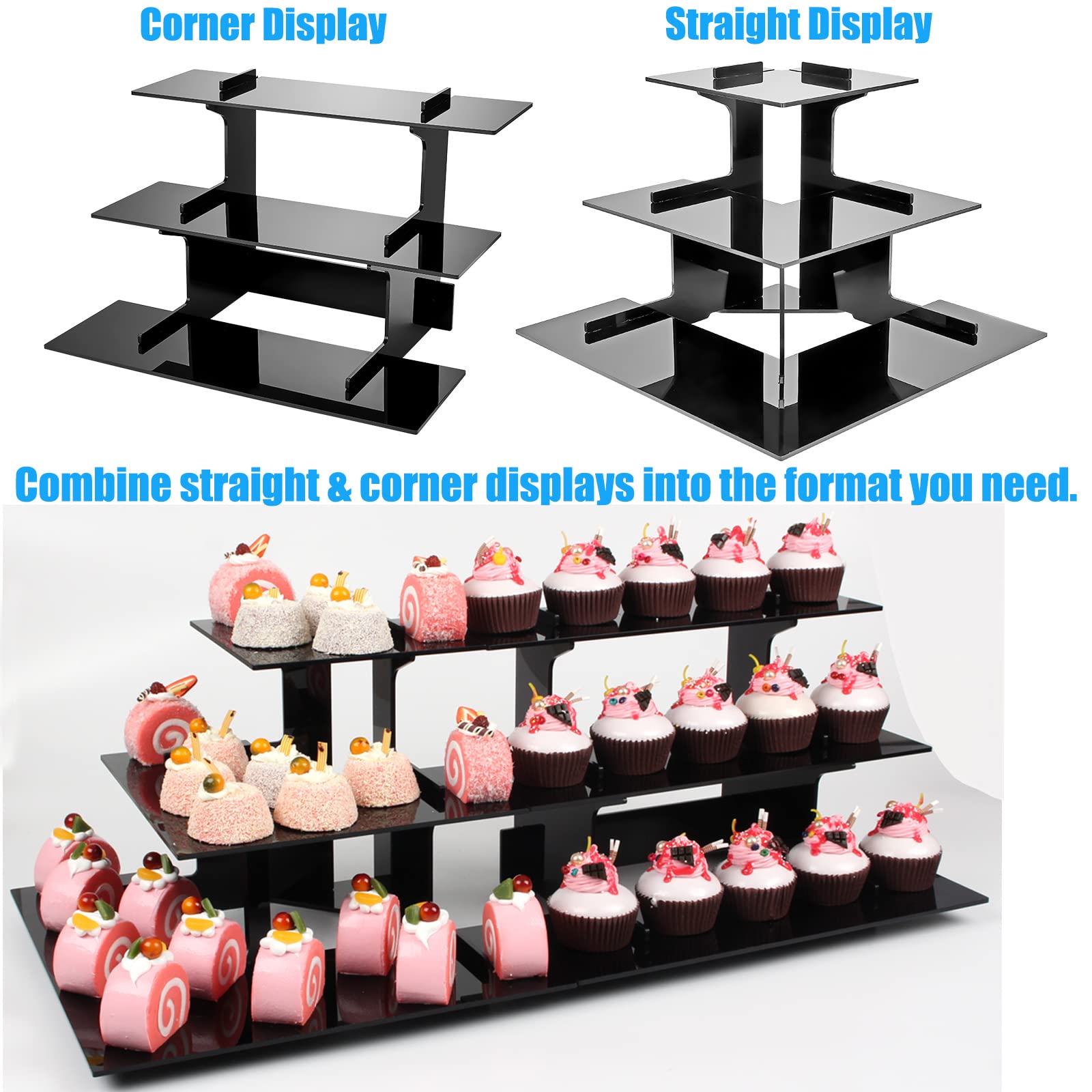 3 Tier Straight Tiered Display Stand - Portable Product & Retail Display Shelf for Farmers Market, Vendor Events, Trade Shows - Perfect for Showcasing Jewelry, Crafts, and Small Merchandise