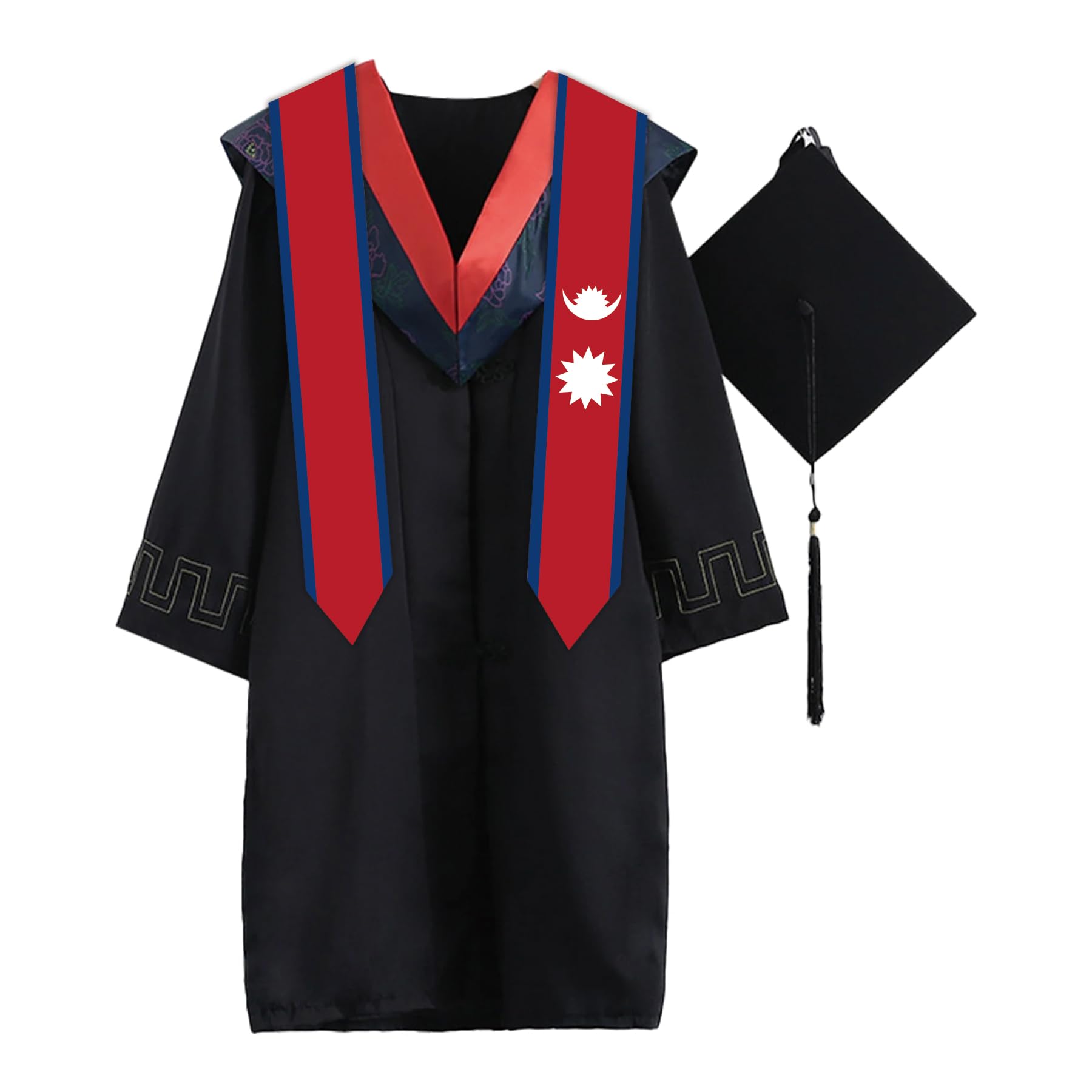 Nepal Flag Graduation Stole - 180x13cm Double Sided Scarf for International Students | Study Abroad Graduation Accessory & Gift for Cultural Celebration