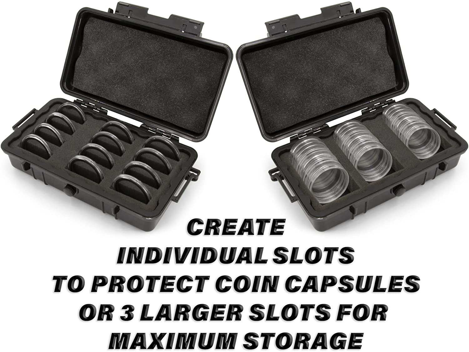 CASEMATIX Coin Holder Case - Fits 30+ Coin Capsules for Silver Dollar, American Silver Eagle & More (Up to 52mm) - Perfect for Coin Collectors & Numismatic Storage