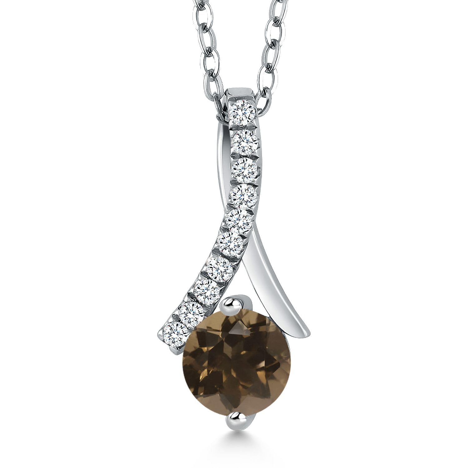 Gem Stone King 925 Sterling Silver 6MM Round Birthstone Pendant Necklace for Women - 18 Inch Chain - Perfect Gift for Birthday, Anniversary & Mother's Day
