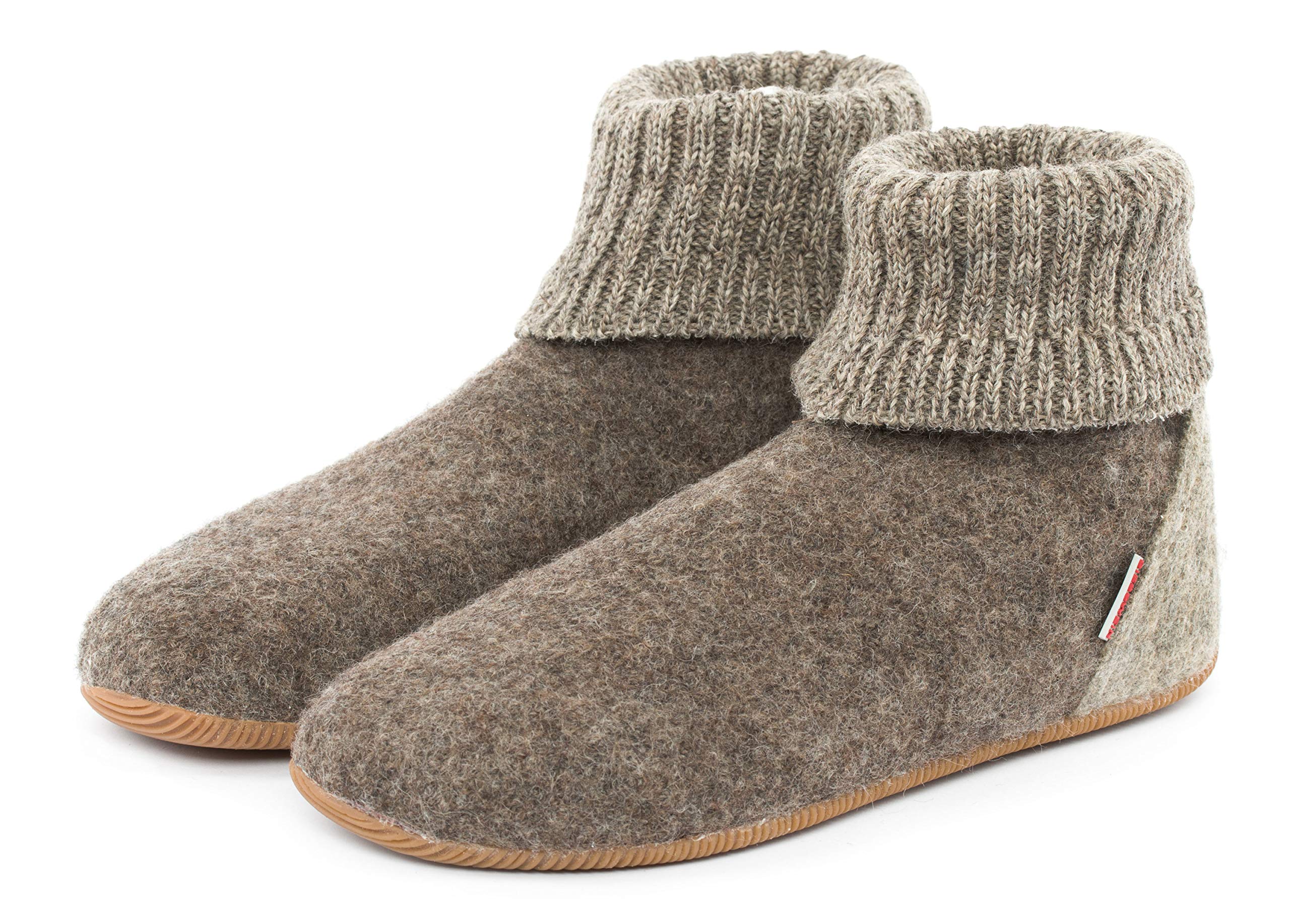Giesswein Unisex Adults' Wildpoldsried Hi-Top Slippers - Cozy Indoor/Outdoor House Shoes for Men & Women, Brown (Taupe), Size 9 UK - Perfect for Home, Lounge & Quick Errands