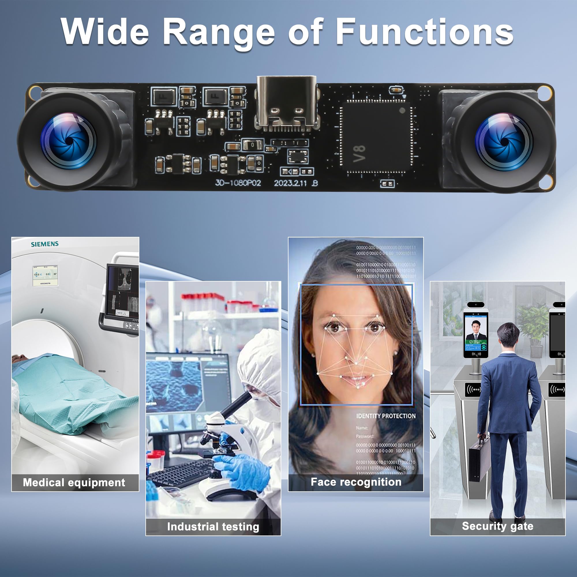 IFWATER 4MP USB Camera 60fps Dual Lens Webcam - 3840x1080P HD No Distortion, 3D Stereo USB Webcam for PC, Face Recognition, VR & Biometric Detection - Perfect for Video Conferencing, Live Streaming & Security Monitoring