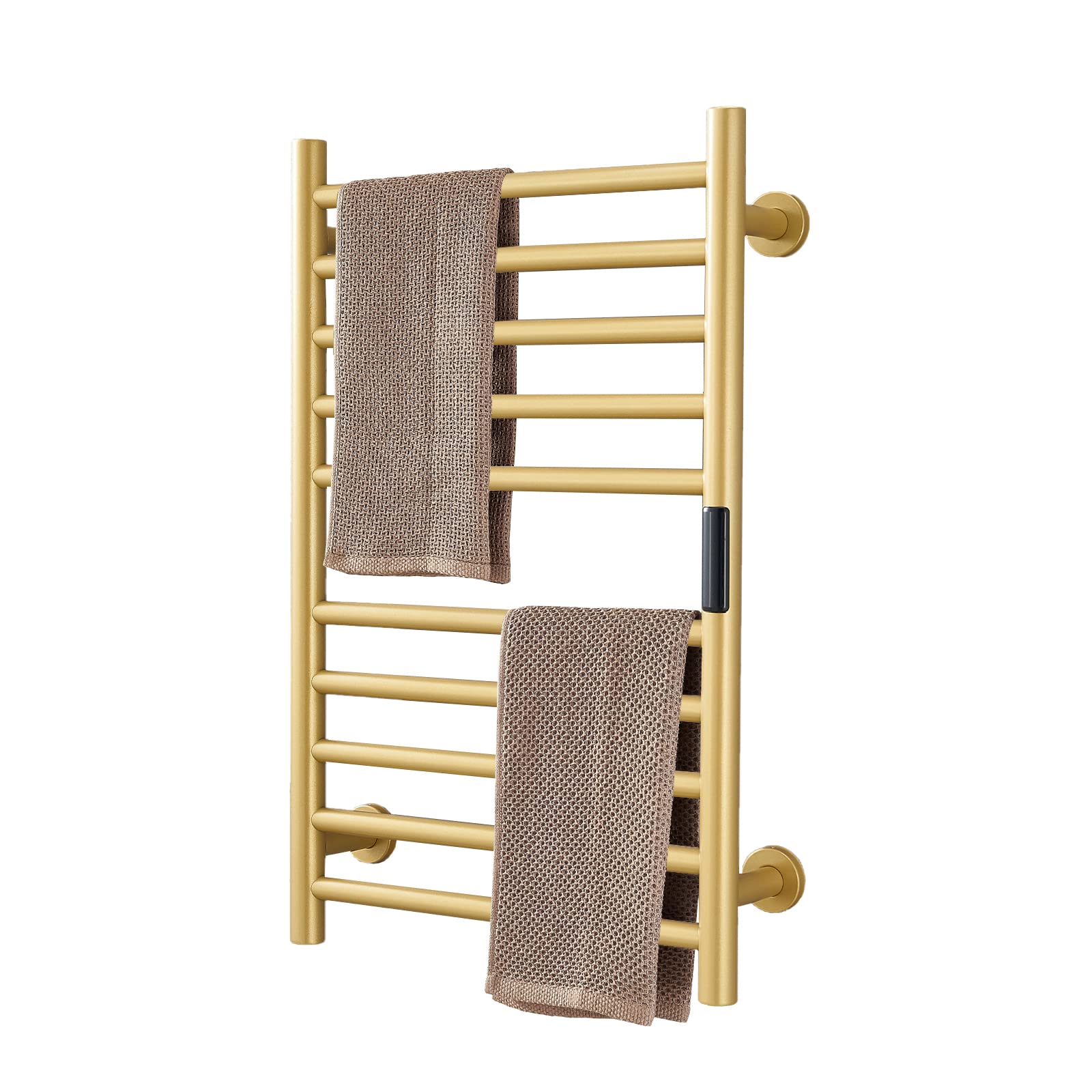 Premium 10-Bar Stainless Steel Electric Heated Towel Warmer with Built-in Timer & Temperature Control - Gold Bathroom Towel Rack for Spa-Like Luxury, Fast Drying & Warm Towels - Perfect for Bathrooms, Master Suites & Luxury Hotels (Hardwired Installation)