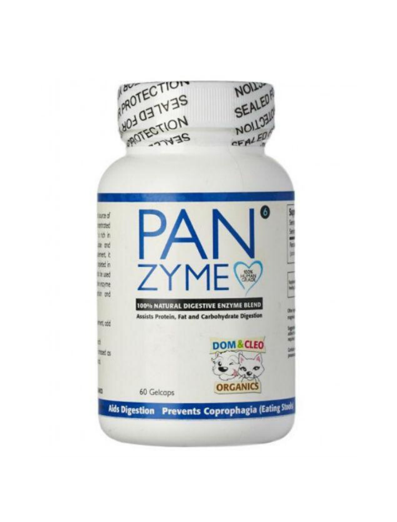 Dom & Cleo Panzyme Digestive Enzyme Supplement for Dogs & Cats - 60 Gelcaps | Supports Healthy Digestion & Nutrient Absorption for Pets | Ideal for Mealtime, Sensitive Stomachs & Senior Pets