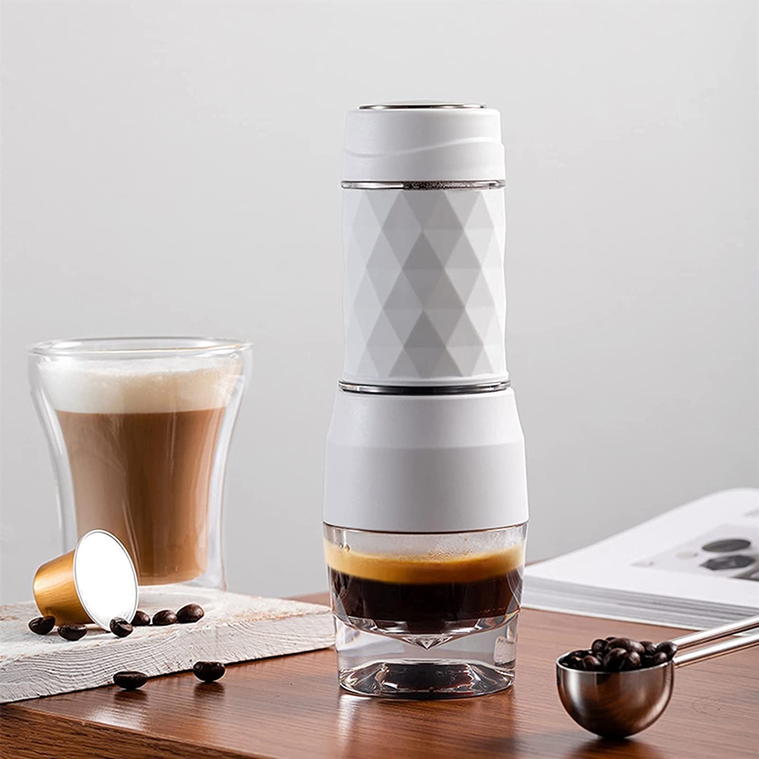 Premium Espresso Machine for Capsule & Ground Coffee - Portable Manual Coffee Maker for Travel, Hiking, Office - Black (2024 Model) | Perfect for Camping Trips & Small Spaces