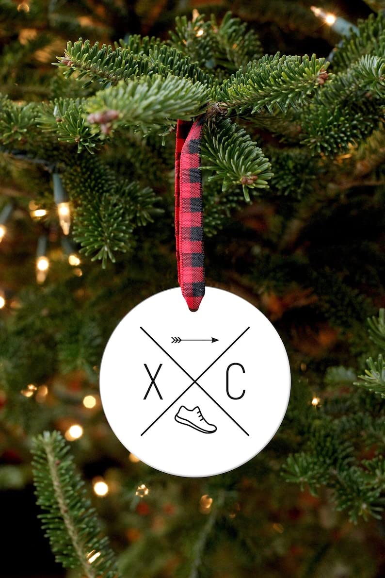 3 Inch White Porcelain Cross Country Ornament - Hanging Tree Decor, Keepsake Gift for Kids & Family - Perfect for Christmas, Travel Memories & Home Decoration