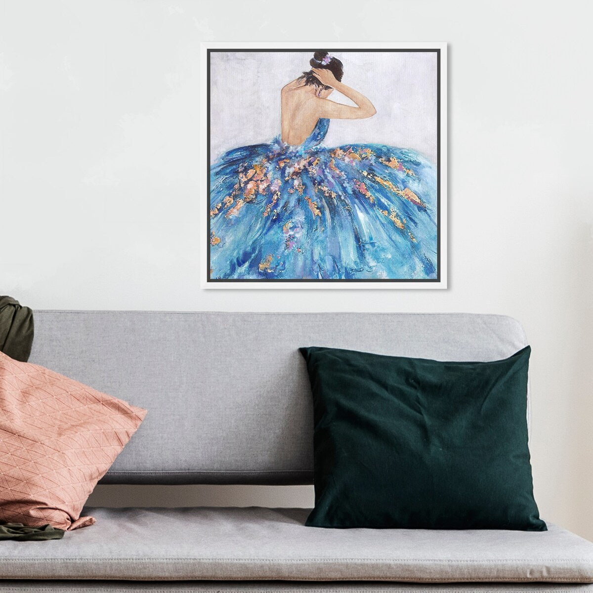 Elegant Blue Princess Dress Glam Canvas Wall Art Print - Festive & Stylish Home Decor for Bedroom, Living Room, or Nursery