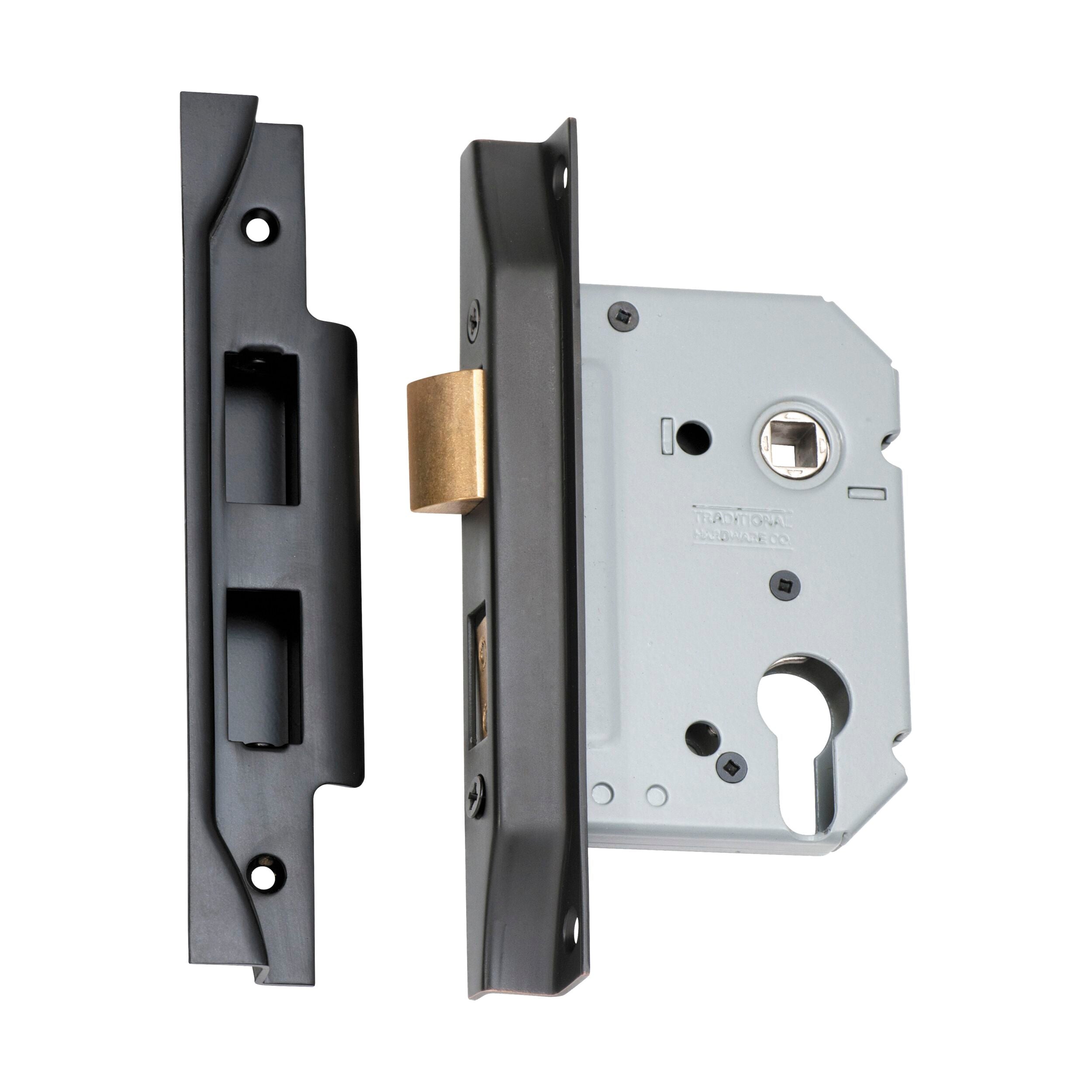 Premium 2189 Mortice Lock Euro Cylinder - Matte Black Finish, 47.5mm Backset, 57mm Case | Secure Home & Office Doors - Ideal for Residential & Commercial Security