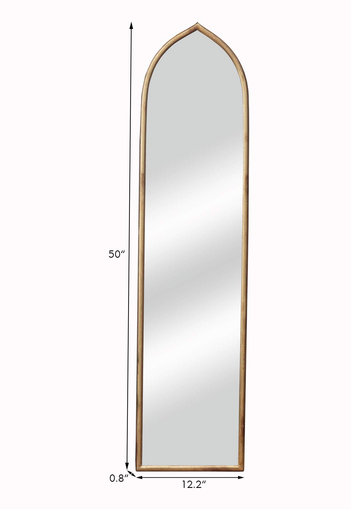 Antique Gold Full Length Wall Mirror with Arched Metal Frame - 50