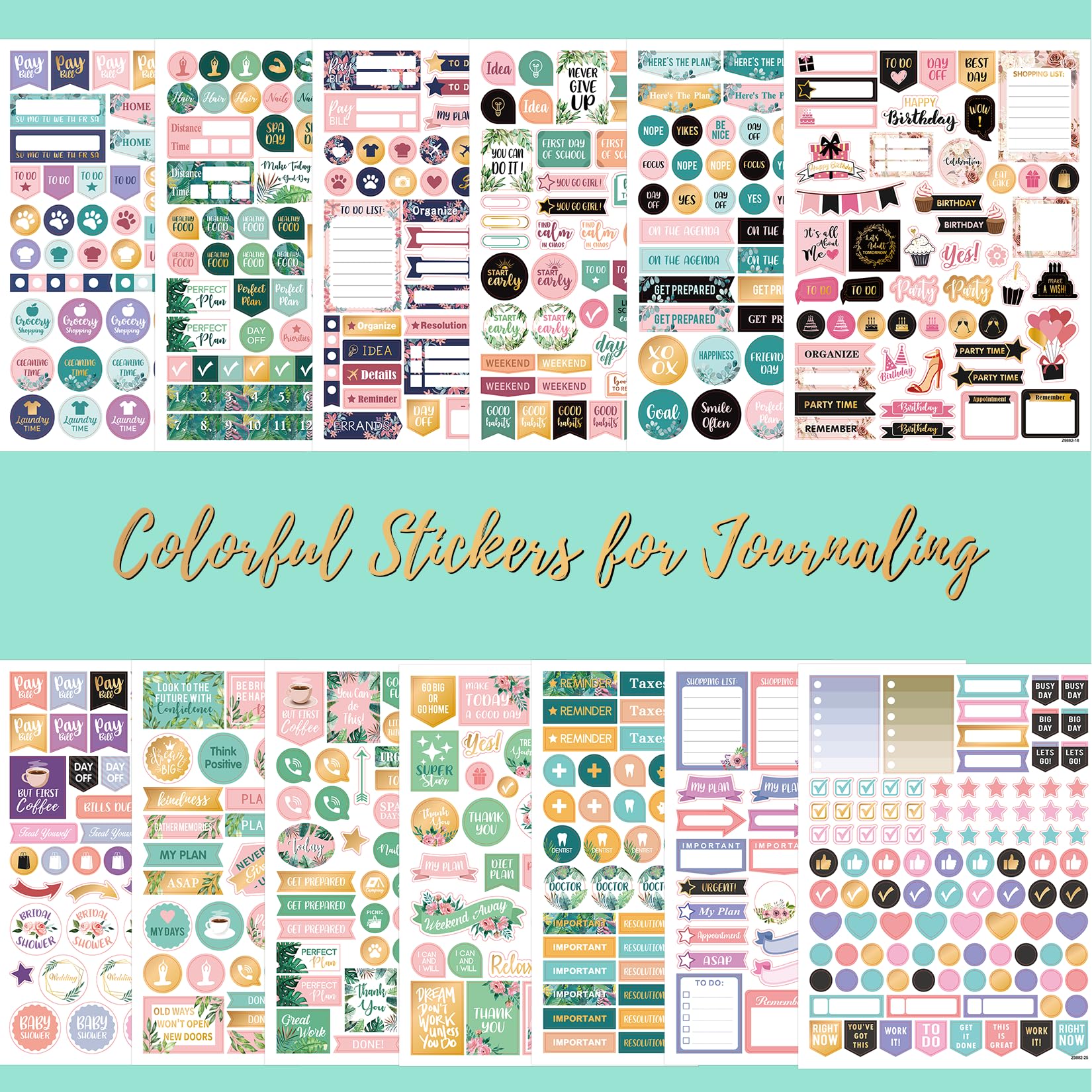 Monthly Planner Stickers Set - 25 Pages with 1500+ Functional & Colorful Calendar Stickers, Holiday Theme Journal Stickers for Bullet Journals, Planners & Scrapbooks - Perfect for Organizing, Planning & Creative Journaling