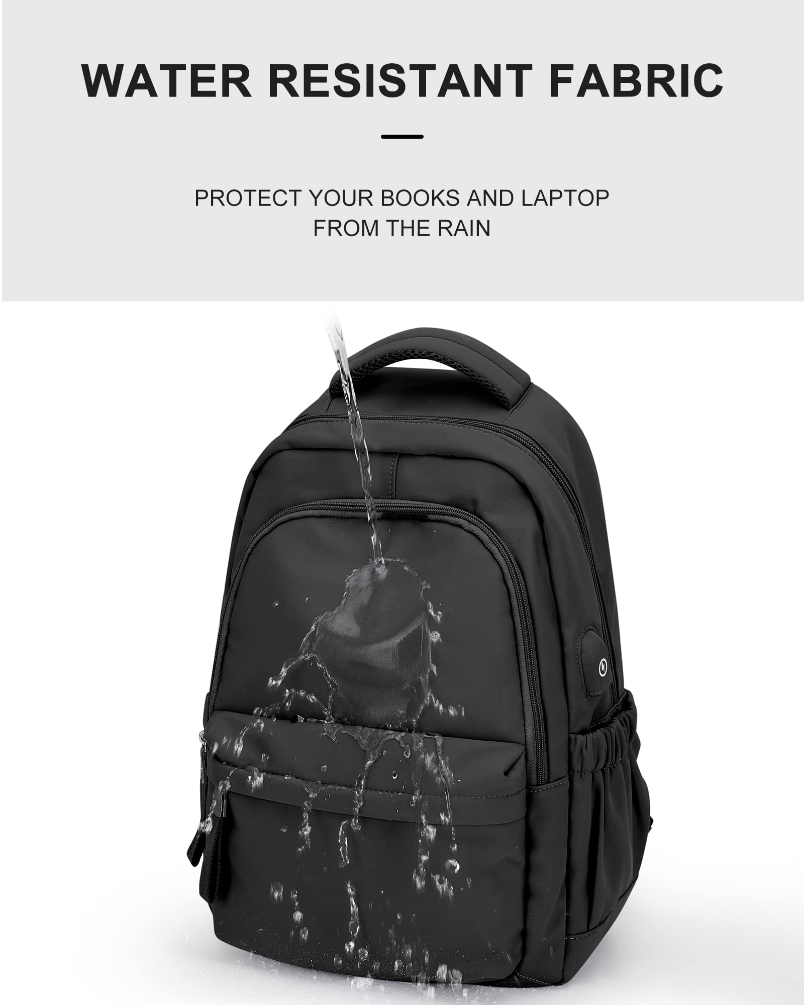 Winspansy Small Backpack for School - Lightweight Travel Daypack for Women & Men, College & High School Bookbag with USB Charging Port (Fits 14 Inch Laptop) - Perfect for Daily Commute, Campus Life & Weekend Getaways - Black