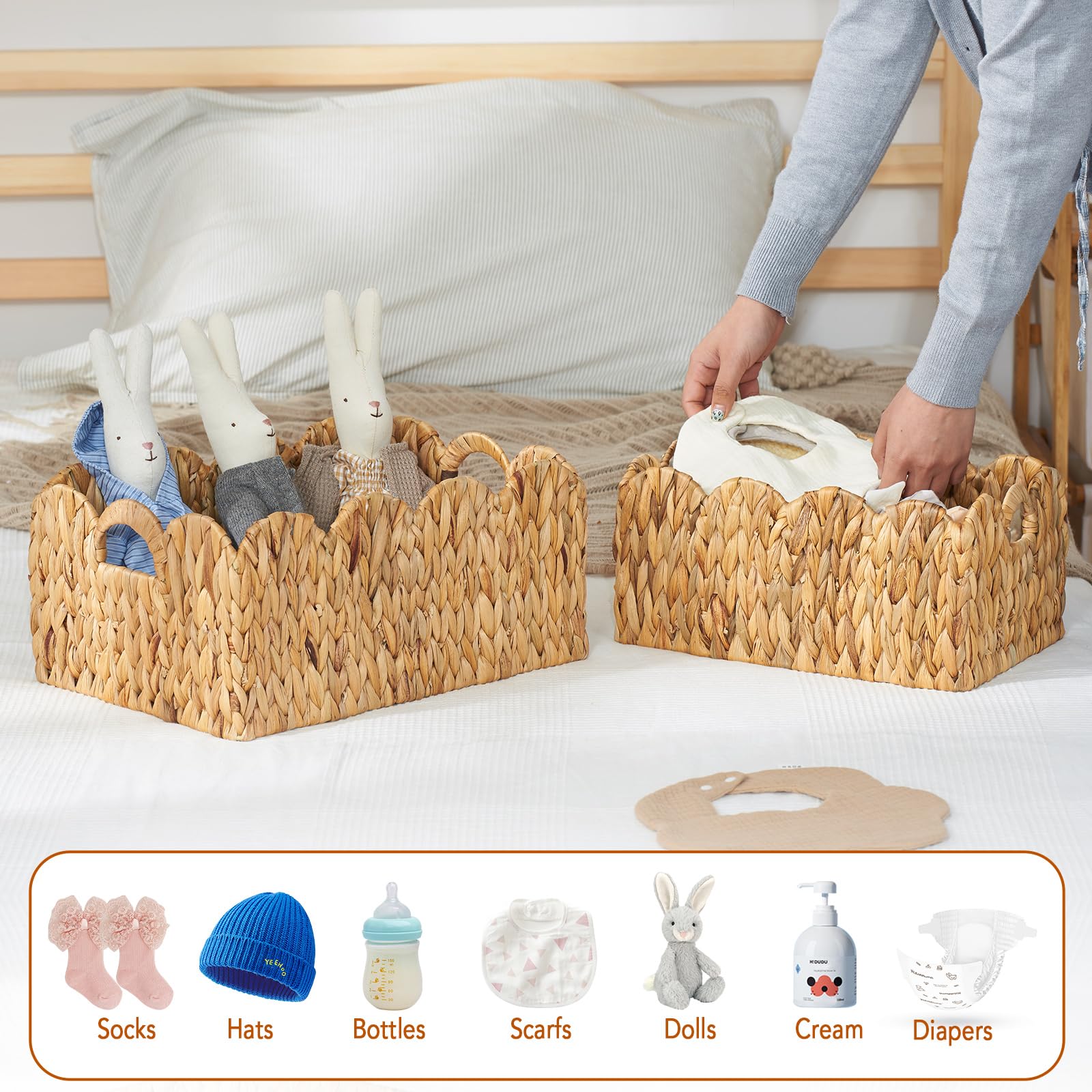 FairyHaus Woven Wicker Storage Basket - Handmade Rattan Organizer for Home Decor, Bathroom, Laundry & Nursery - Perfect for Blankets, Toys & Clothes Storage
