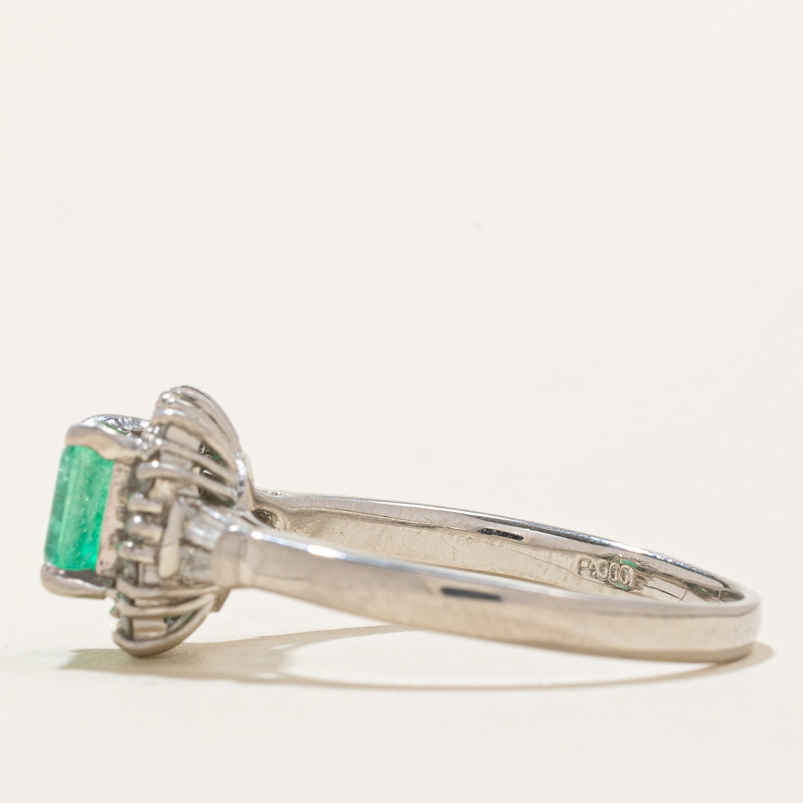 1.00ct Emerald & Diamond Halo Engagement Ring | 0.40ctw Total Weight | Size 10 | Elegant Wedding Proposal & Anniversary Gift for Her