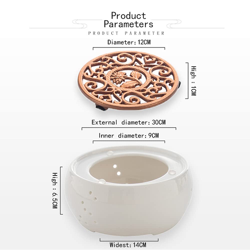 Ceramic Candle Warmer Base - Portable Tea Pot Warmer & Insulation Stand - Tea Accessories for Home, Office, and Outdoor Use - Perfect for Tea Lovers and Cozy Decor