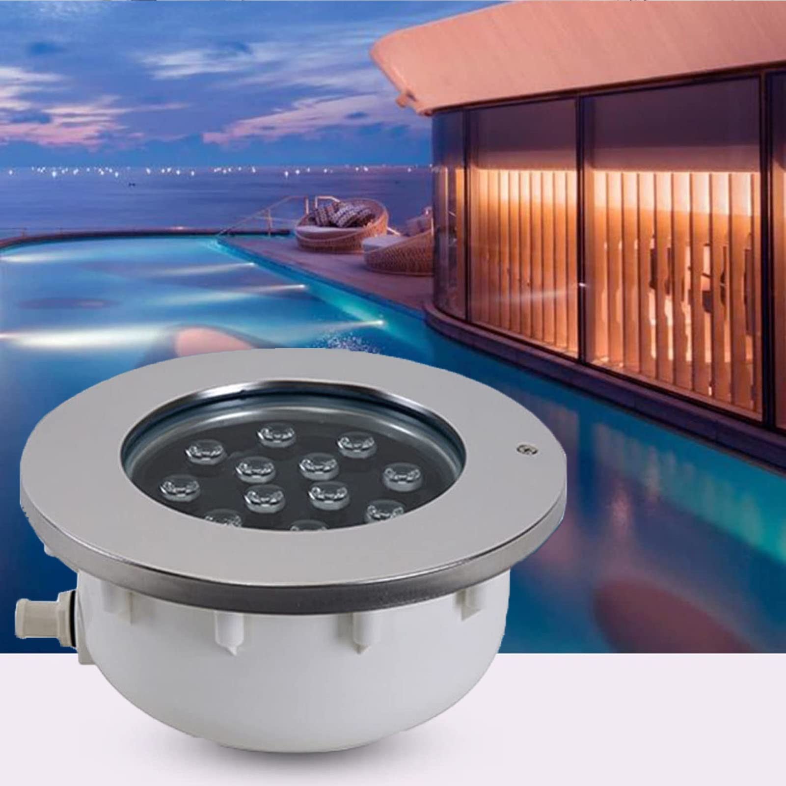 GUODDM 12V IP68 Waterproof LED Recessed Underwater Spotlight - Stainless Steel Landscape Lighting for Swimming Pools, Ponds & Fountains | Perfect for Villa, Garden and Outdoor Water Feature Illumination