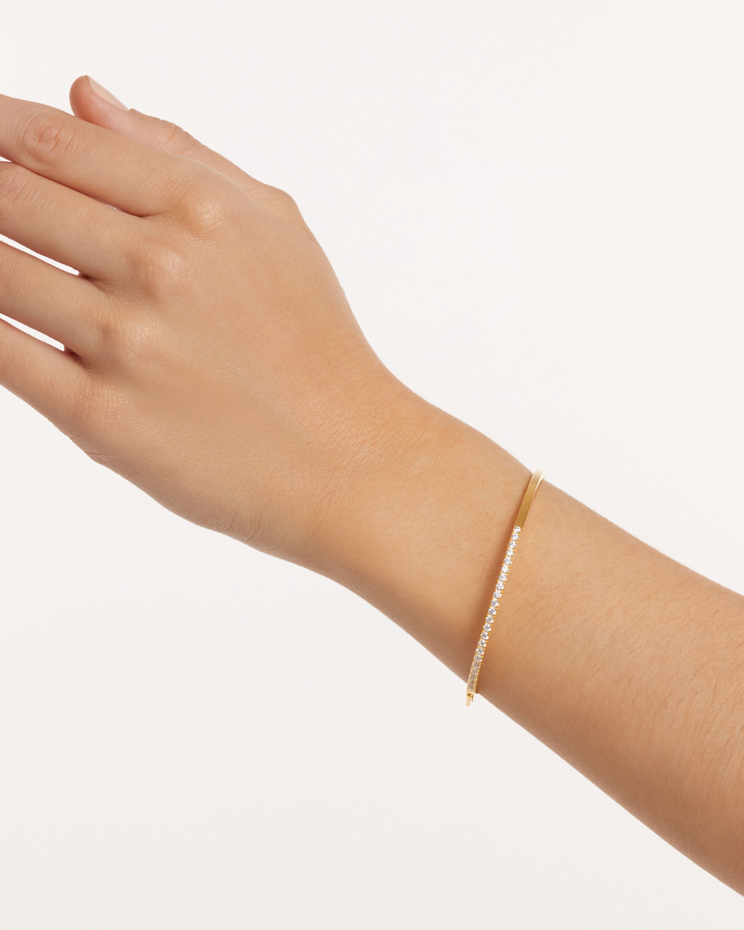 April Gold Bangle - Elegant 14K Gold Plated Bracelet for Women, Dainty Adjustable Bangle Jewelry Gift for Her - Perfect for Weddings, Anniversaries & Everyday Wear