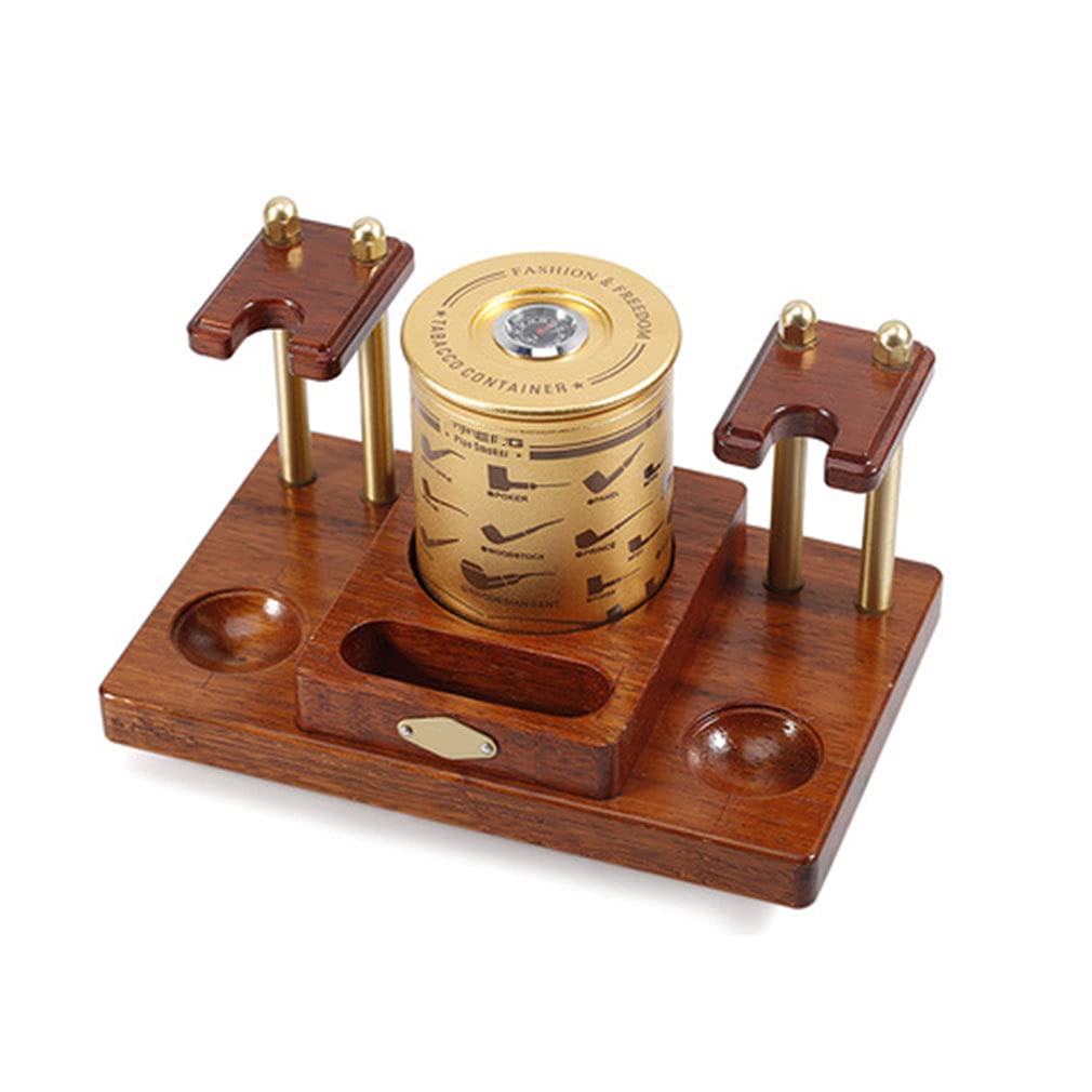 Premium Tobacco Pipe Stand Rack - Holds 2 Smoking Pipes with Decorative Display & Built-in Tobacco Jar | Cigar Storage Organizer | Perfect Gift for Pipe Smokers & Collectors | Ideal for Home, Office, or Man Cave Decor