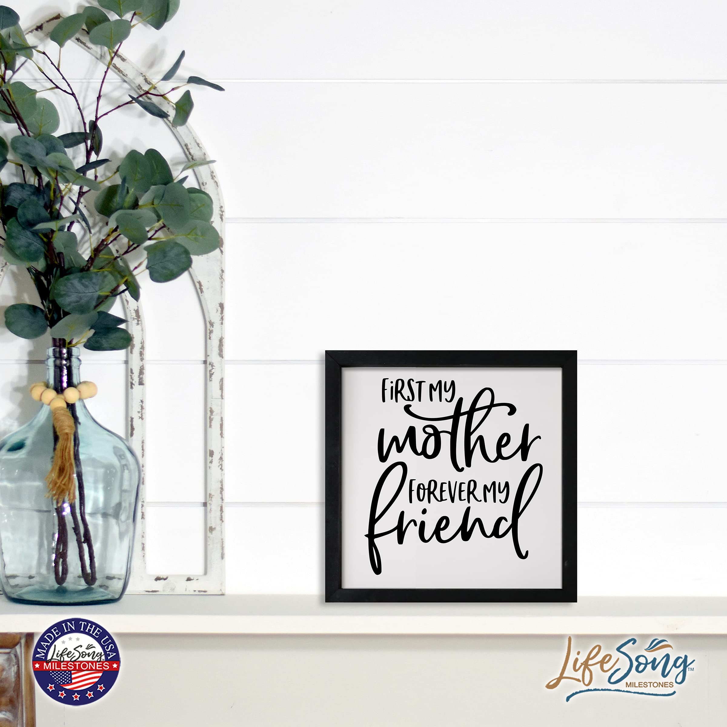 LifeSong Milestones Custom Inspirational Wooden Wall Art - 7x7 Framed Shadow Box with Funny Modern Quotes, Perfect for Home Decor, Office Gift & Friendship Keepsake (Black)