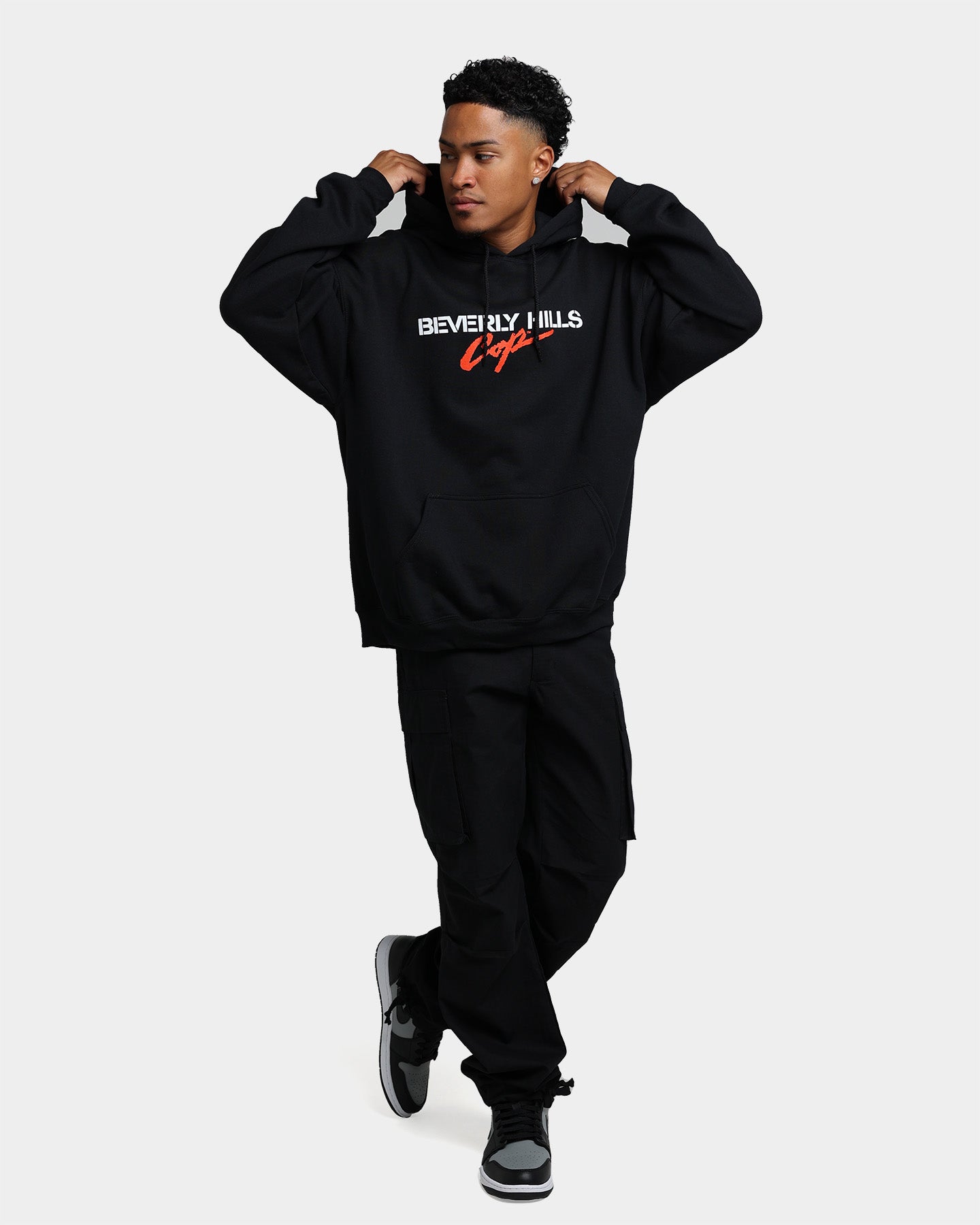American Thrift Beverly Hills Cop Logo Hoodie Black - Vintage Movie Inspired Pullover for Casual Wear & Street Style