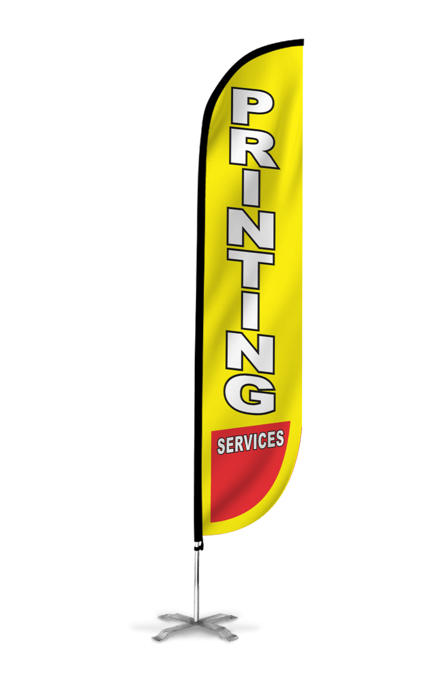 Custom Feather Flag Printing Services - High-Quality Yellow Feather Flags for Outdoor Advertising, Events, and Promotions