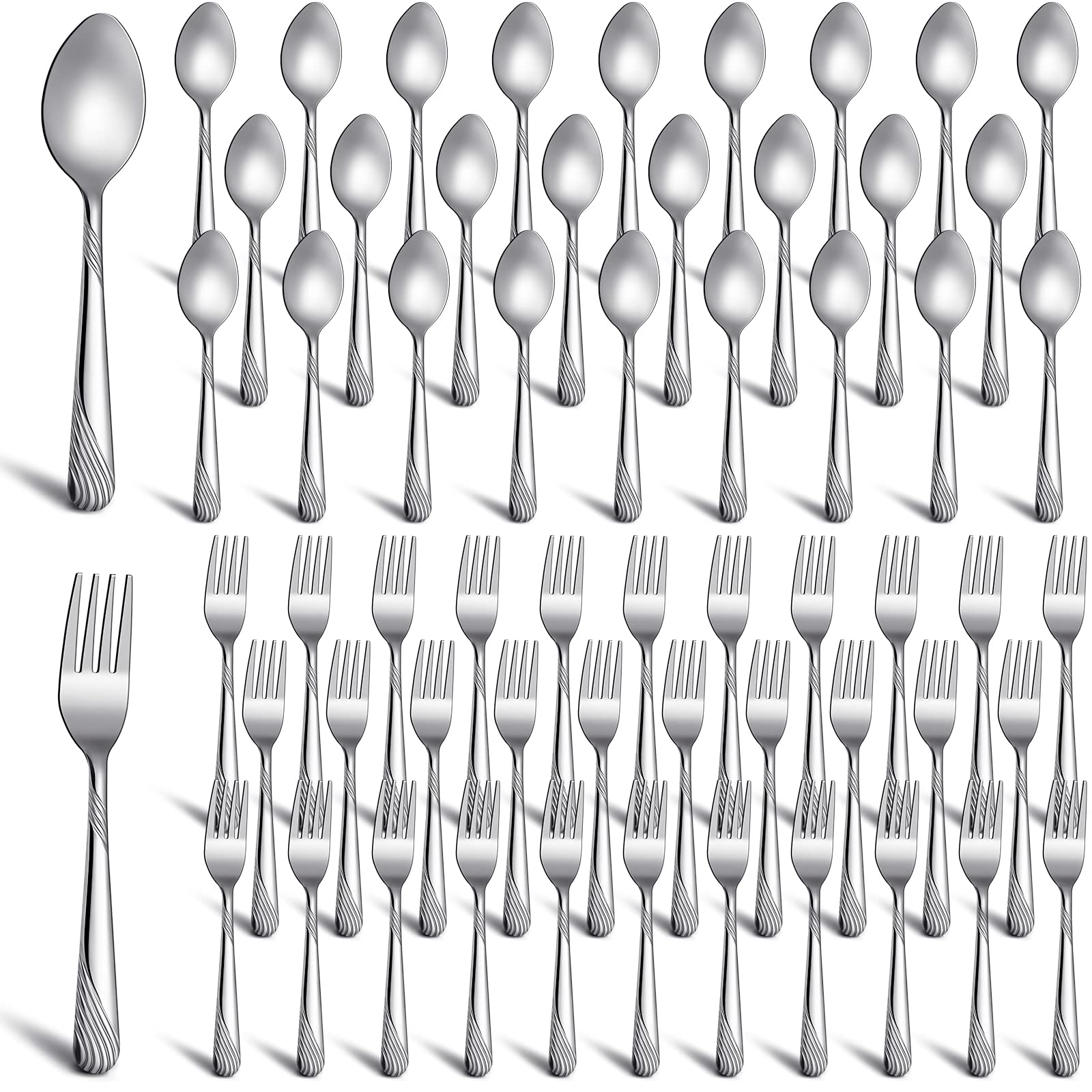 200-Piece Stainless Steel Flatware Set - Heavy Duty Mirror Polished Dinner Forks & Spoons (100 Forks & 100 Spoons, 6.7 Inch) - Dishwasher Safe Cutlery for Restaurants, Catering & Home Dining
