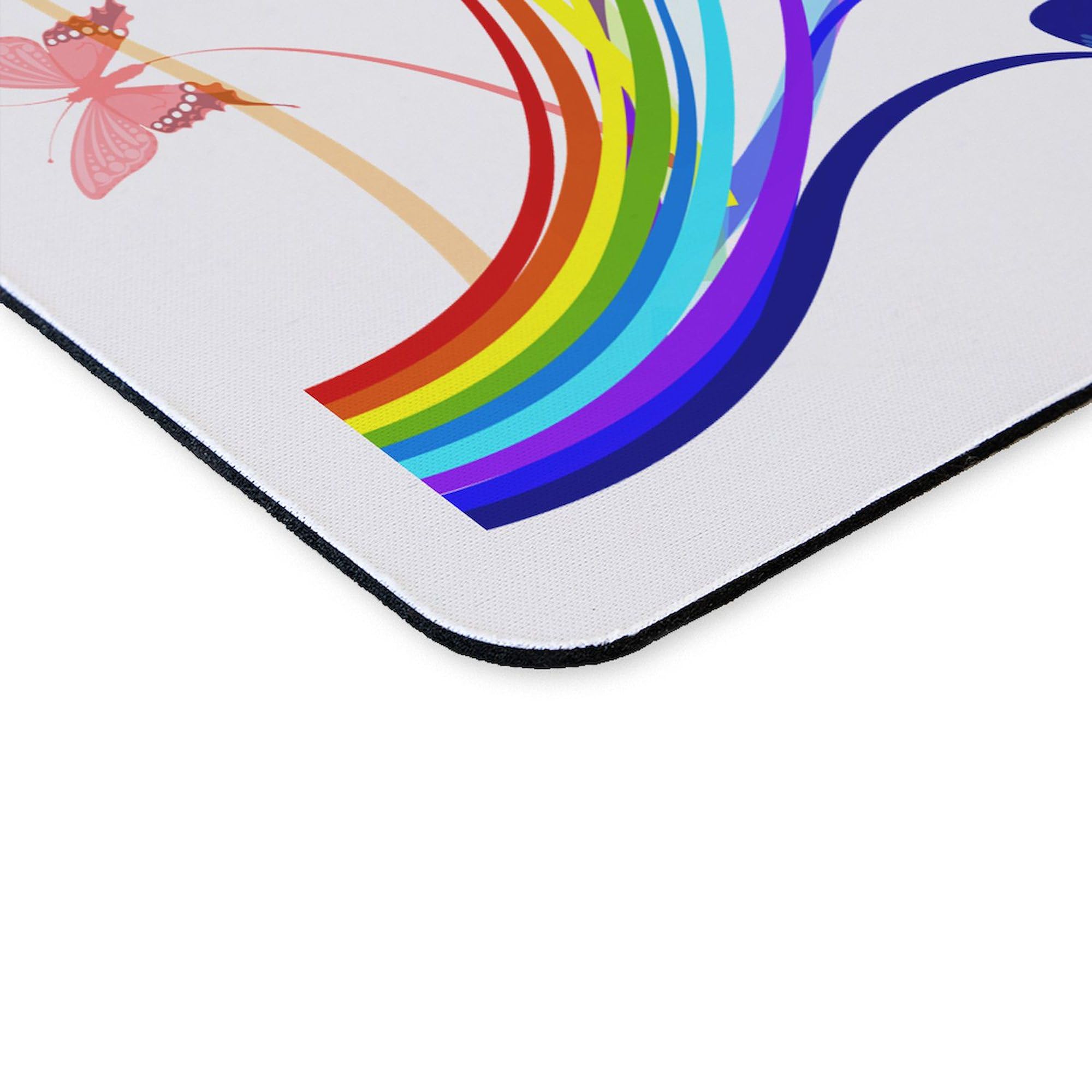Colorful Butterflies & Rainbows Non-Slip Rubber Mouse Pad - Gaming & Office Computer Mousepad for PC, Laptop, Work & Home Use