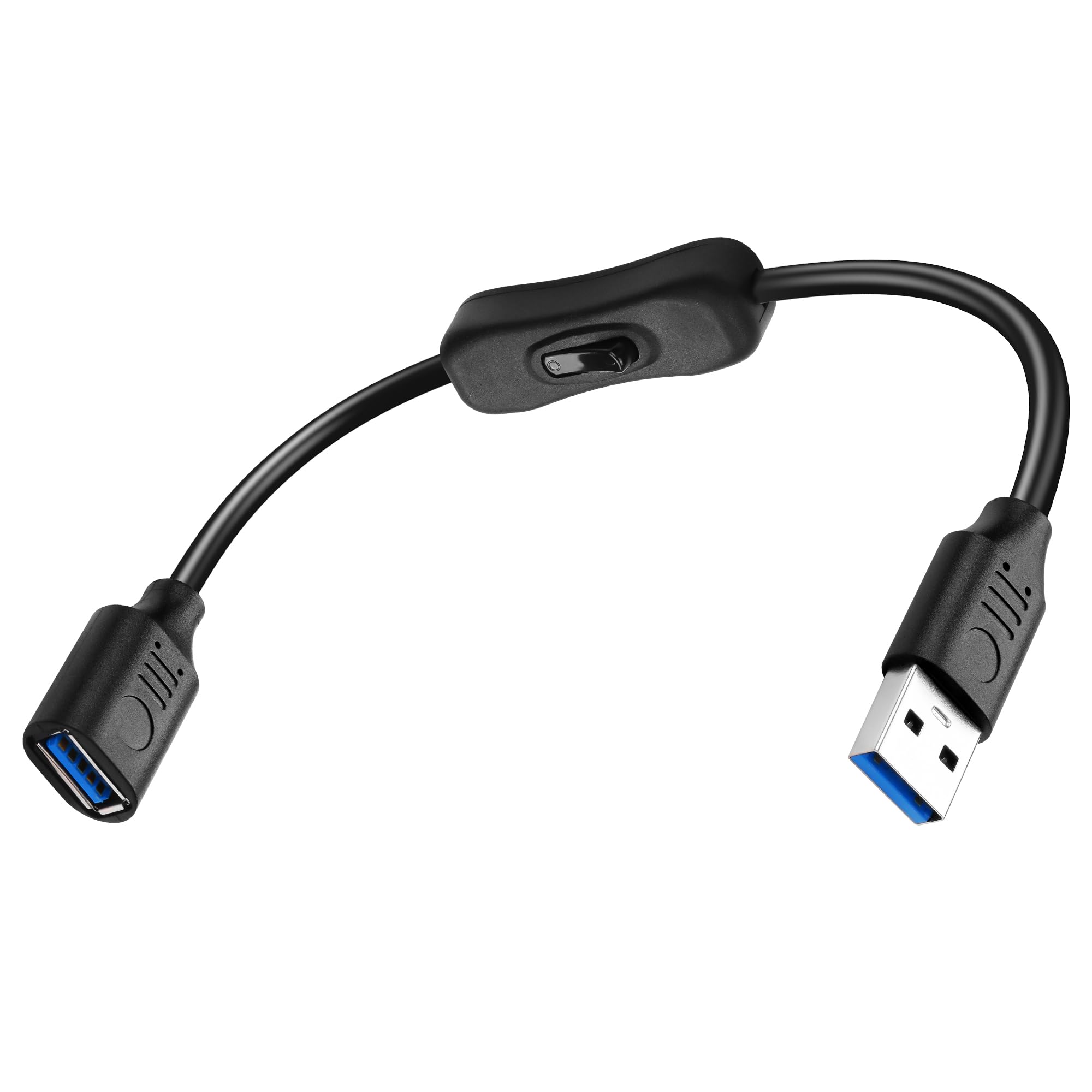 USB 3.0 Extension Cable with On/Off Switch - 1ft for PC, TV, Car & LED Strips