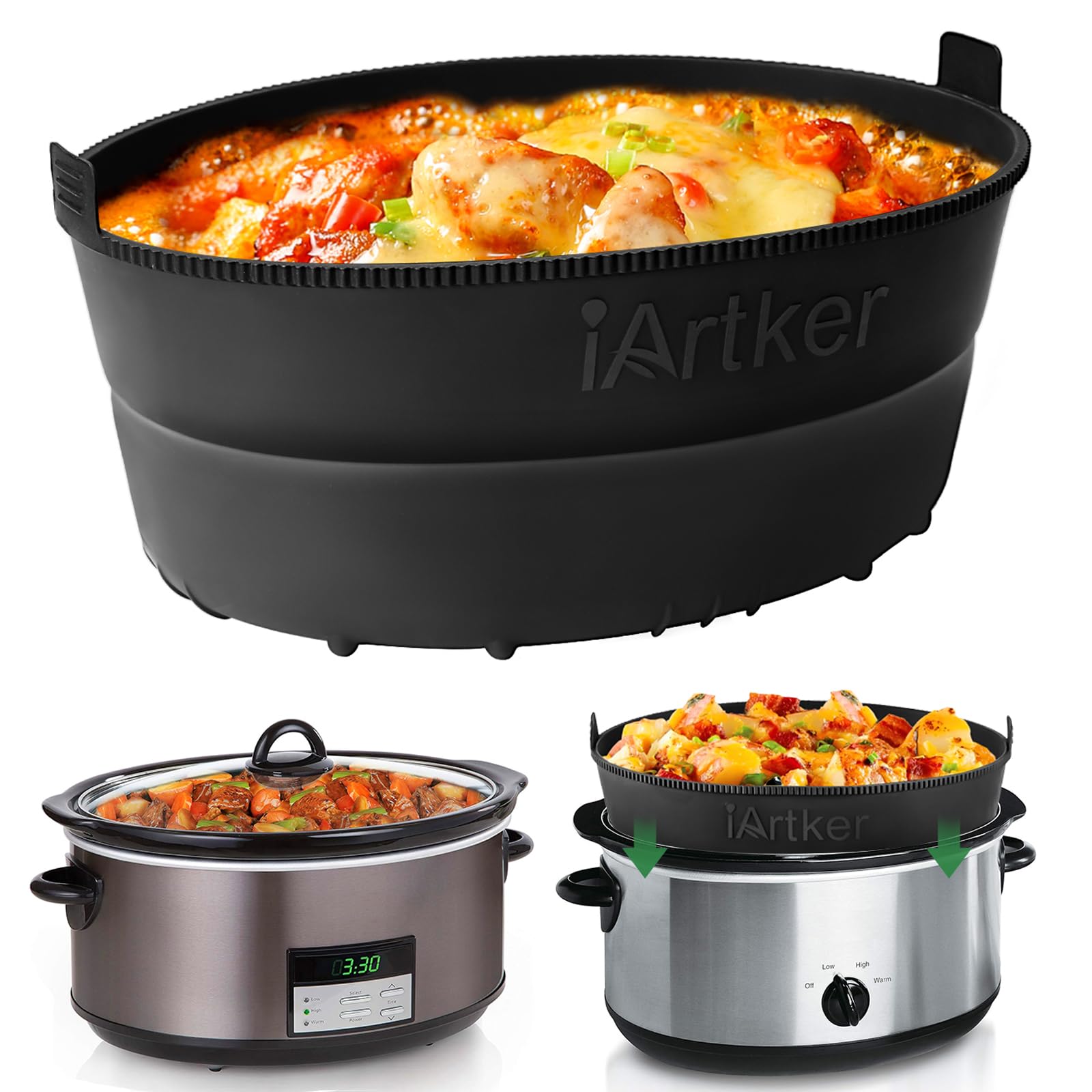 6 Quart Silicone Slow Cooker Liner - Thickened Foldable Oval Crockpot Liners | Reusable, Leakproof & BPA Free | Dishwasher Safe | Perfect for Meal Prep, Potlucks & Easy Cleanup
