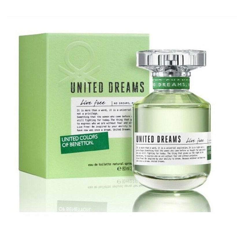Benetton United Dreams Live Free 80ML Eau de Toilette Spray for Women - Fresh Floral Fragrance for Daytime Wear & Special Occasions