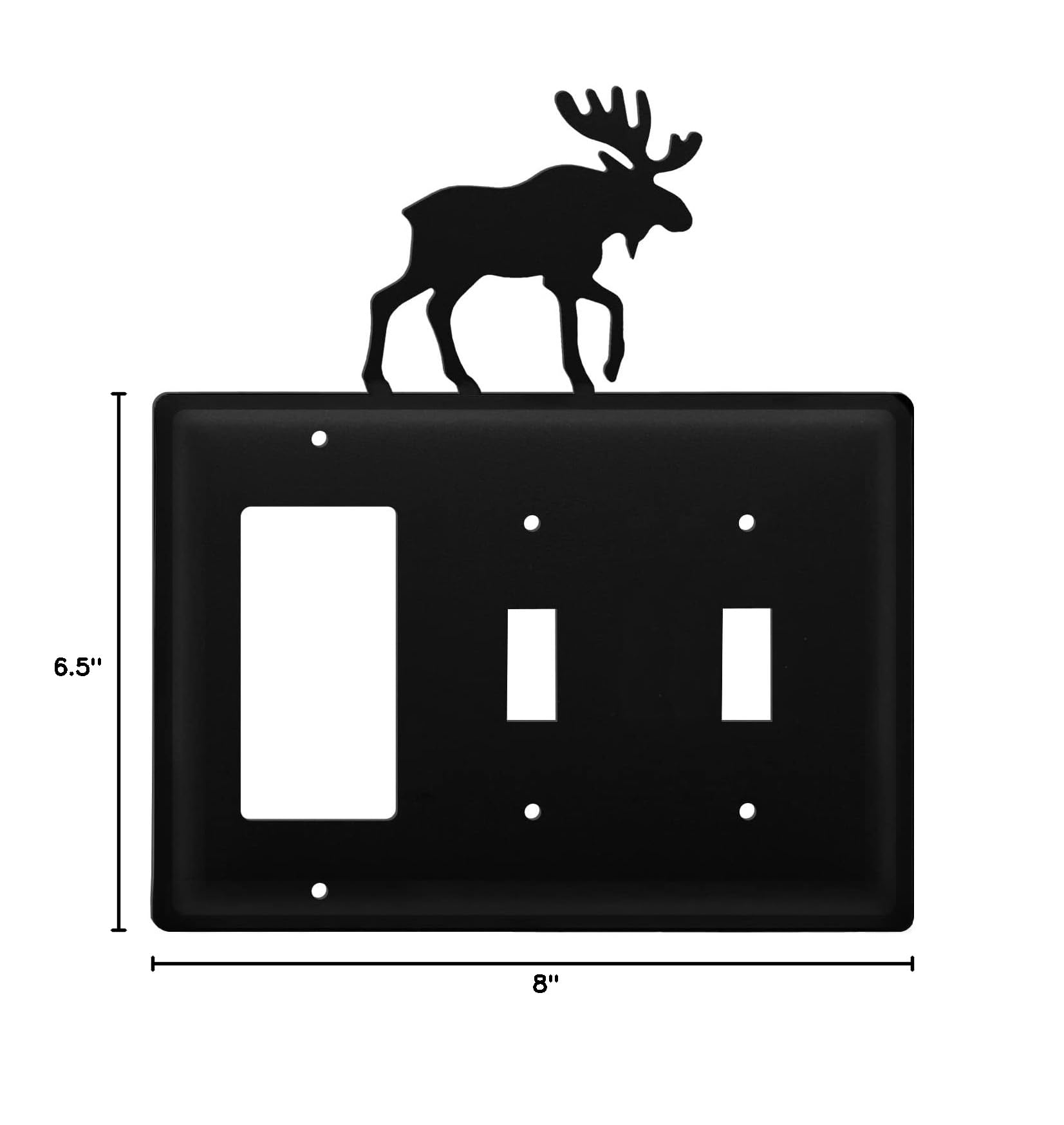 Rustic Wrought Iron Moose GFCI Double Switch Plate Cover - Decorative Outlet Cover for Cabin, Lodge, or Western Home Decor