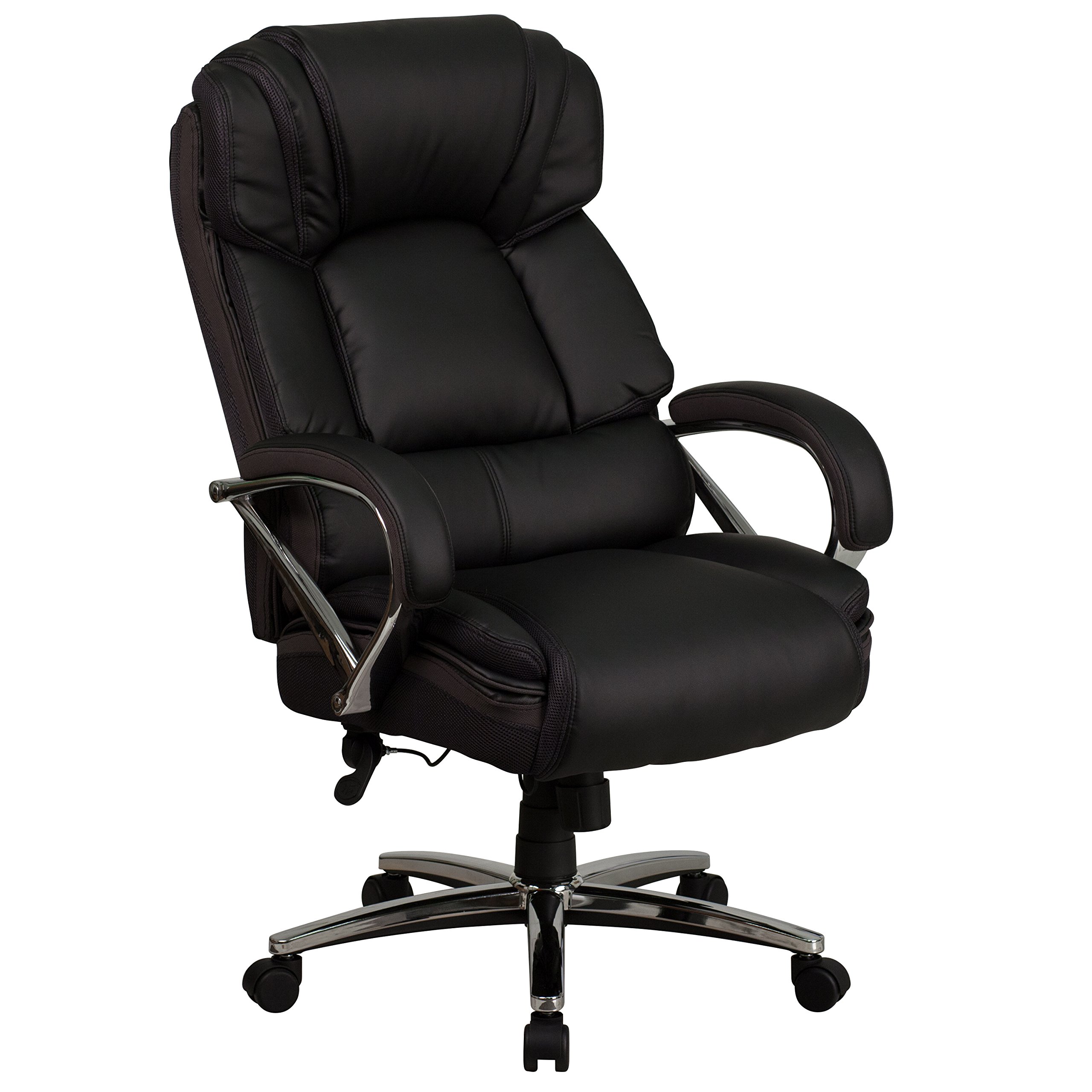 500 lb. Capacity Big & Tall Black LeatherSoft Executive Swivel Arm Ergonomic Office Chair - Heavy Duty Support for Home & Business Workspaces