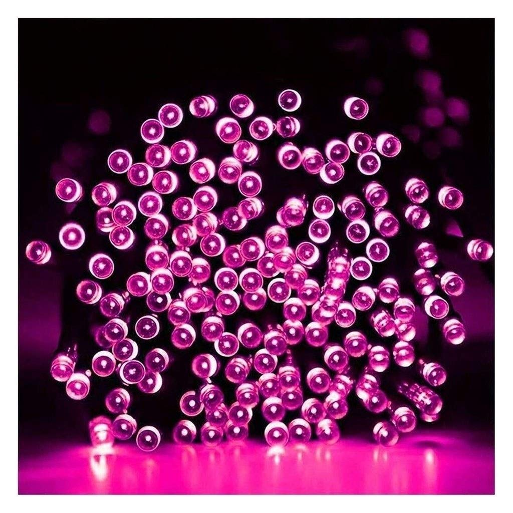 Solar String Lights Outdoor Waterproof - 50 LED Pink Fairy Lights for Christmas, Halloween, Garden, Lawn & Patio Decor - 7M/23ft Solar Powered with 8 Lighting Modes - Perfect for Backyard, Wedding, Party & Holiday Decoration