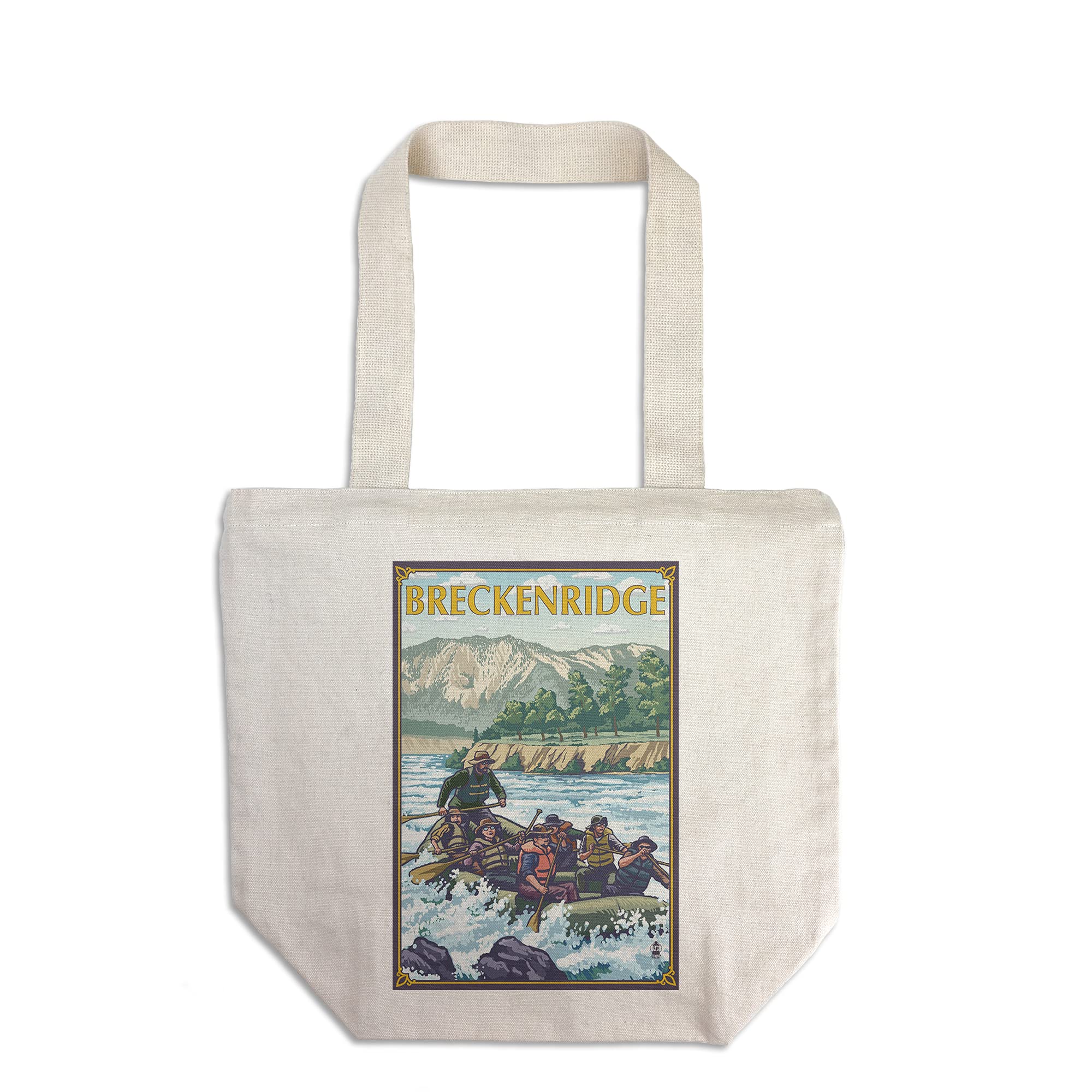 Lantern Press Breckenridge Colorado River Rafting Tote Bag - 100% Cotton Canvas Reusable Shopping Bag for Groceries, Beach & Travel