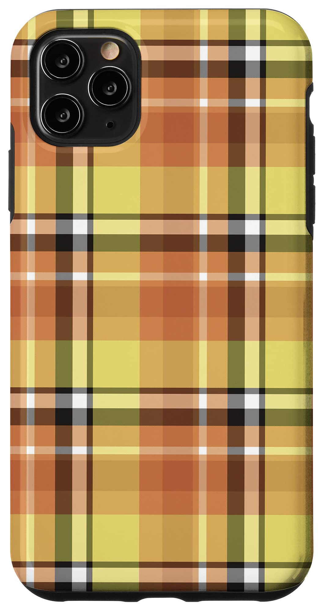 iPhone 11 Pro Max Case - Fall Plaid Halloween Thanksgiving Autumn Design in Orange, Black & Yellow | Durable Protective Cover for Seasonal Style & Everyday Use