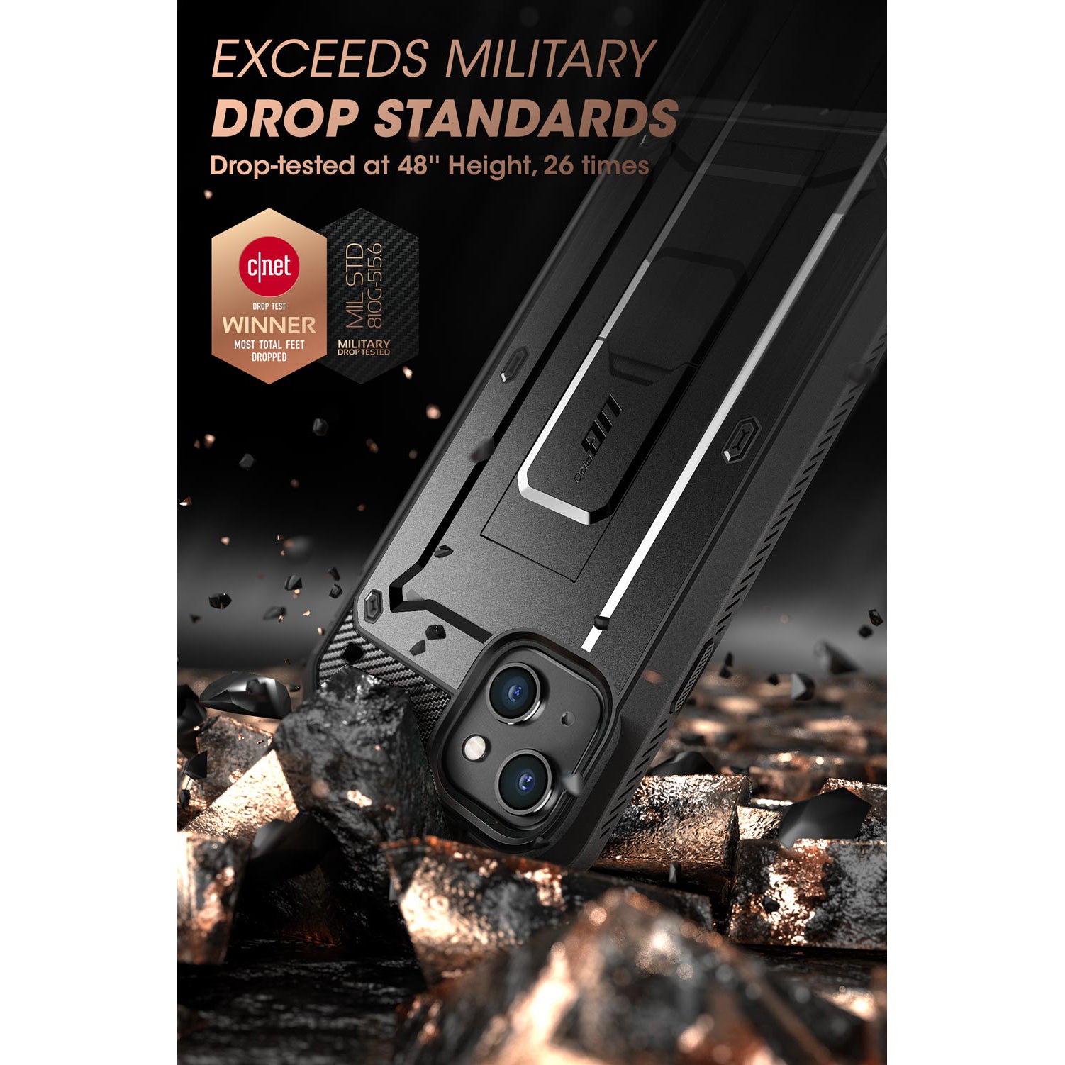 iPhone 13 6.1 Inch Unicorn Beetle Pro Rugged Protective Case - Shockproof & Drop Proof Cover (Black) | Perfect for Outdoor Activities, Construction Work & Extreme Sports