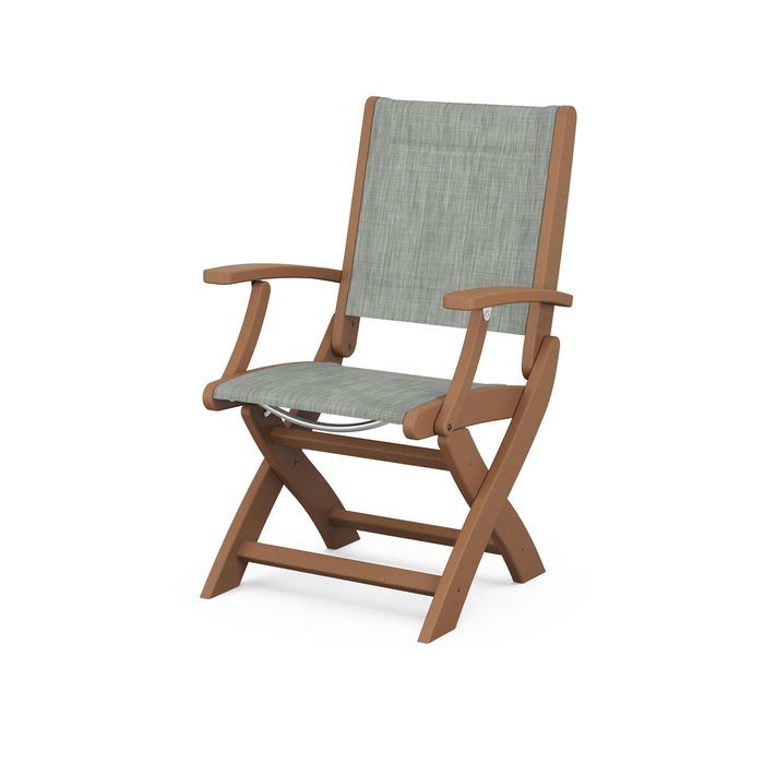 POLYWOOD Coastal Folding Chair - Durable Outdoor Furniture for Patio, Beach & Poolside - Weather-Resistant Adirondack Style Chair with Cup Holder