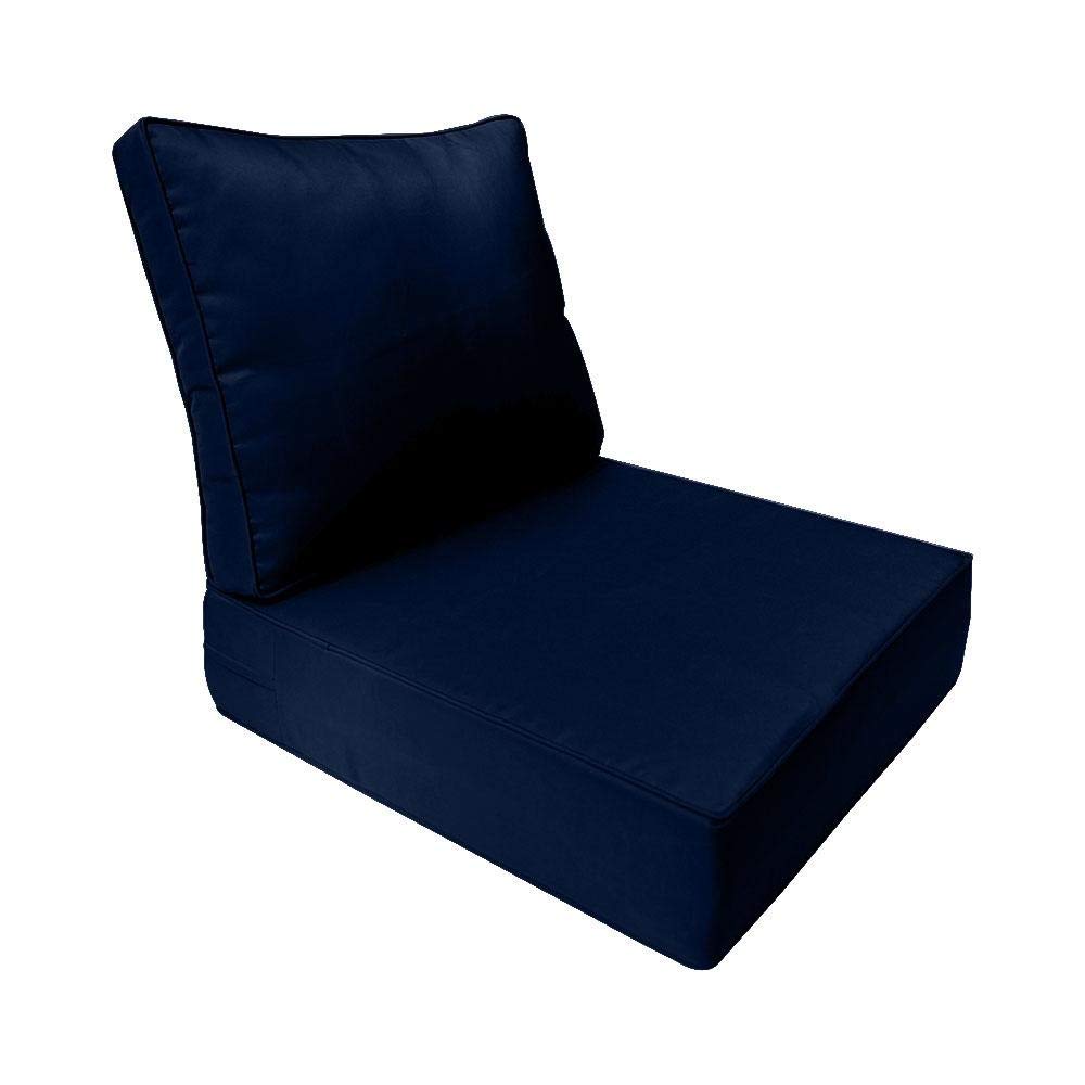 Outdoor Deep Seat Back Rest Bolster Cushion Insert Slip Cover Set AD101 - Pipe Trim Small 23x24x6 - Perfect for Patio Furniture, Deck Chairs & Poolside Lounging