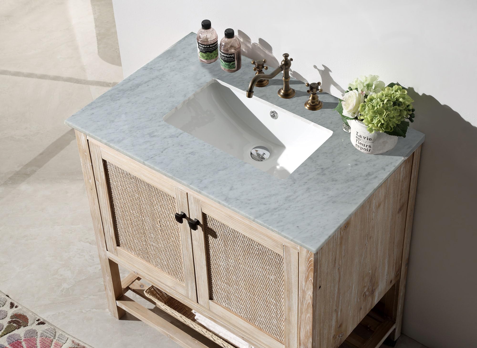 Legion Furniture WH5136 36-Inch White Wash Bathroom Vanity with Sink - Modern Farmhouse Style for Small Bathrooms & Powder Rooms