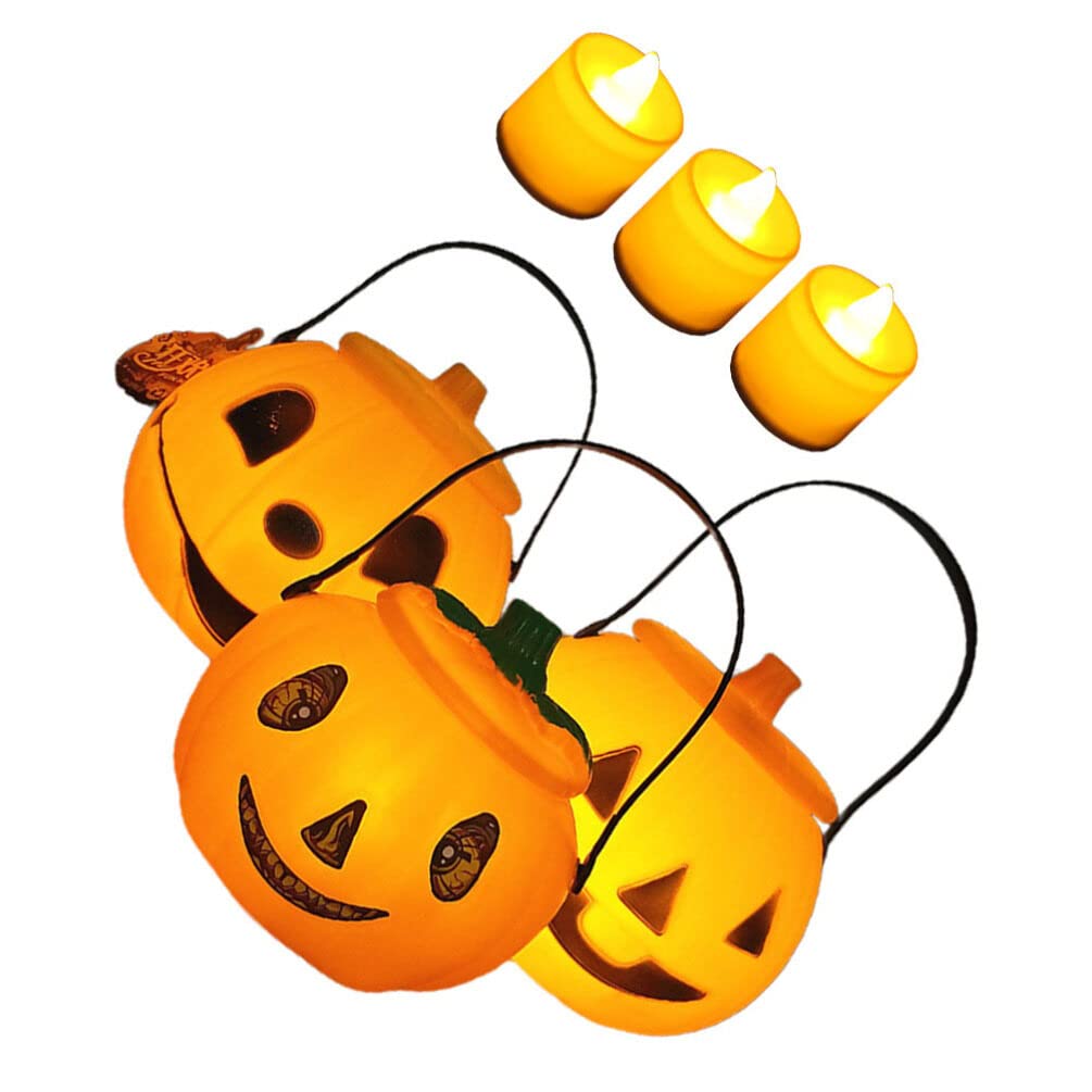 KESYOO 3-Pack Pumpkin LED Lights - Lightweight & Durable Halloween Decorations for Home, Party, Garden - Creative Pumpkin Barrels Lamp Bucket for Fall Festival & Thanksgiving Decor