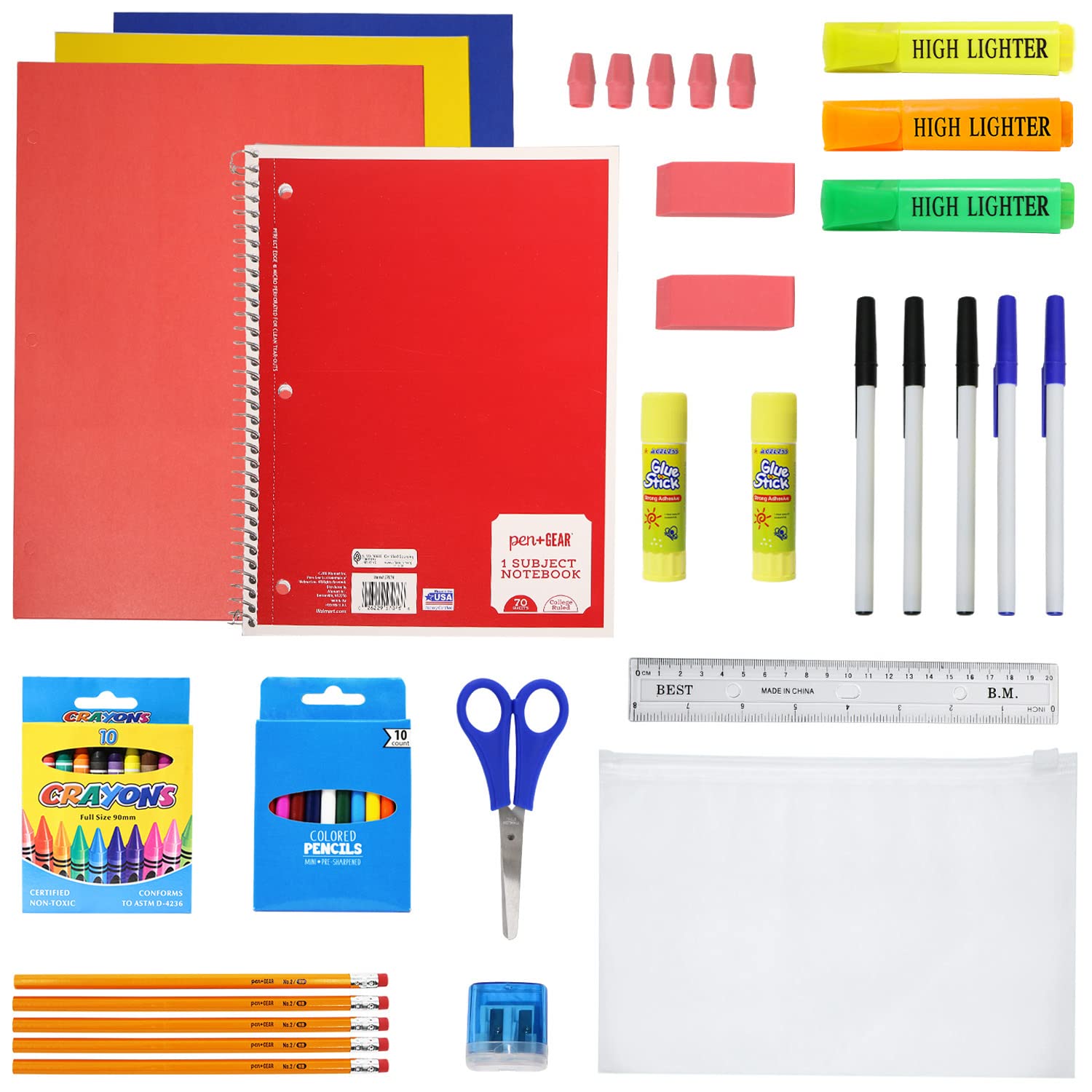 6-Pack 17 Inch Backpacks with 50 Piece School Supplies Set - Includes Pens, Pencils, Crayons | Bulk Back to School Bundle for Elementary, Middle & High School Students | 6 Colorful Styles | Perfect for Classroom, Study & Daily Use