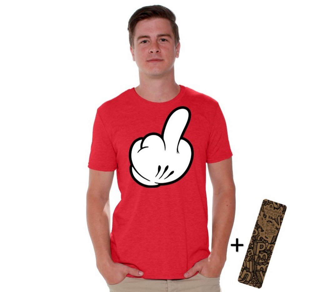 Awkwardstyles Poke Cartoon Finger T-Shirt - Funny Vulgar Humor Graphic Tee with Free Bookmark - Perfect for Prank Gifts, Comedy Parties & Anime Conventions